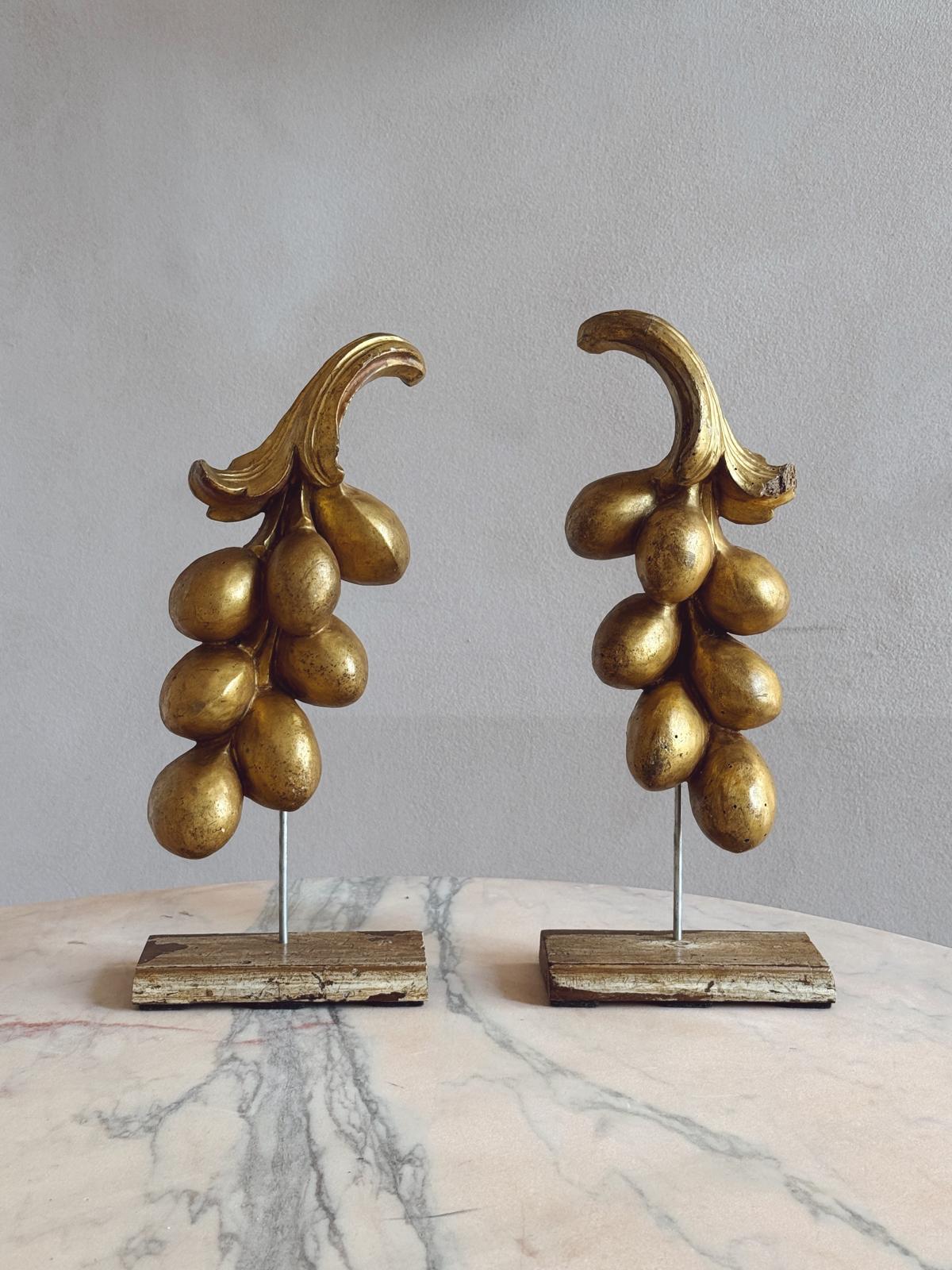 18th Century Gilded Wooden Grapes