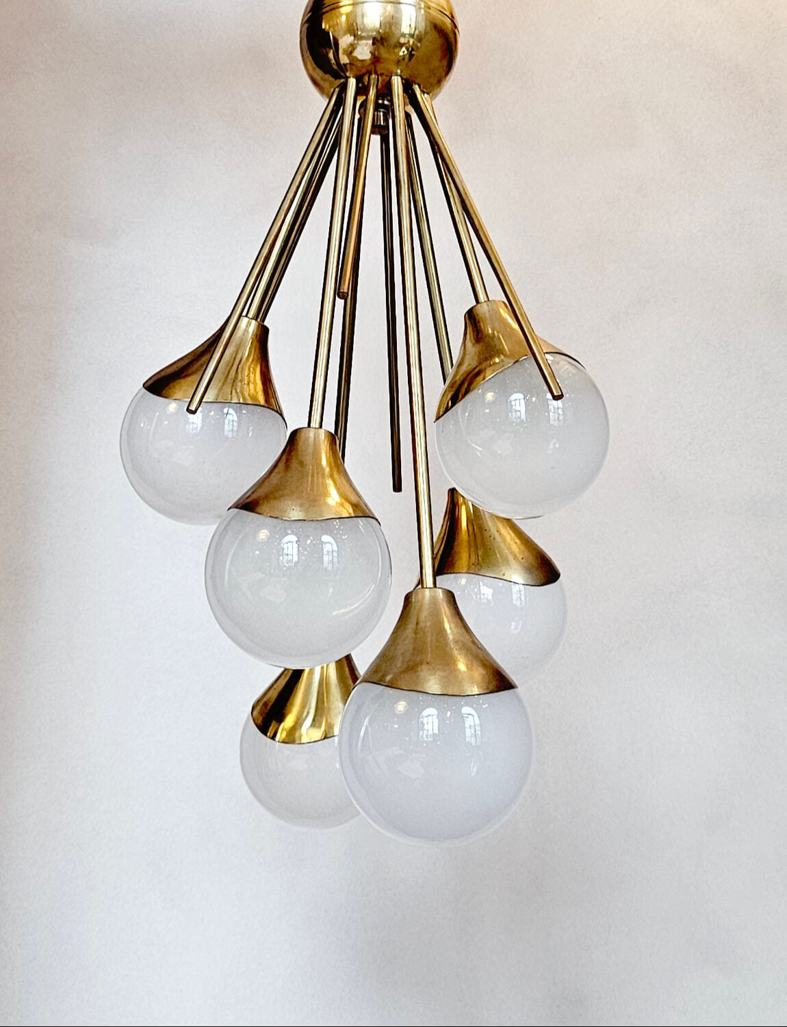 1960s Stilnovo Six Murano Ball Sputnik Chandelier