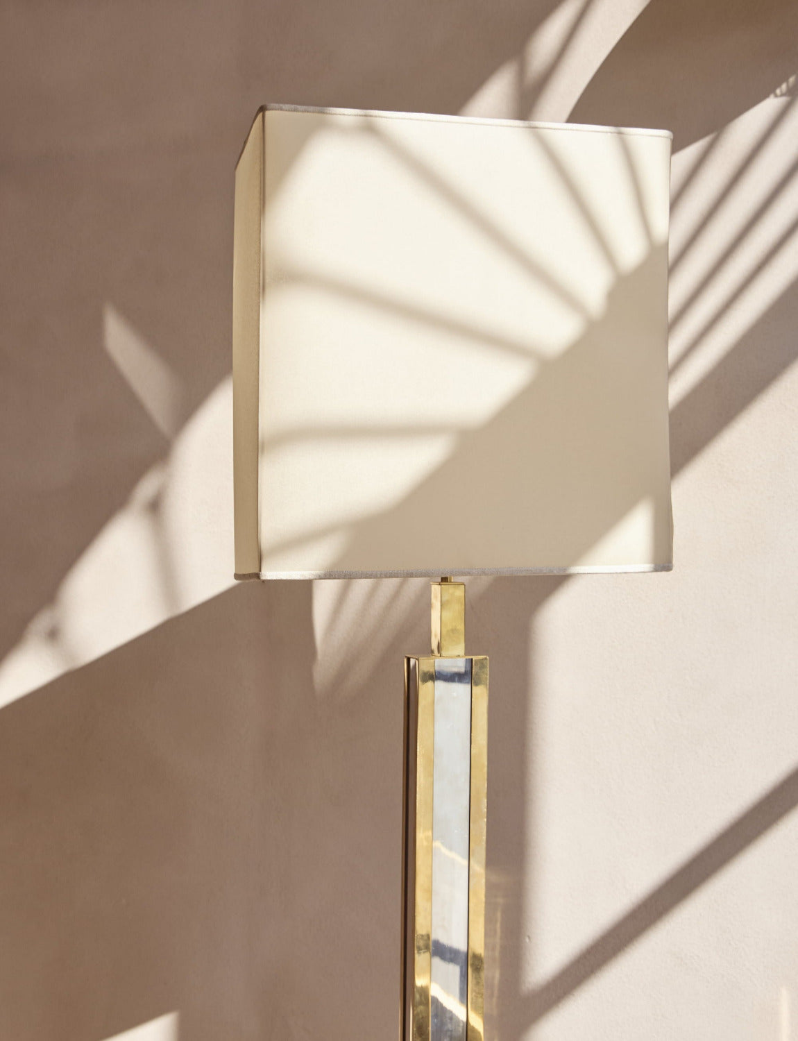 Tall 1970s Romeo Rega Brass and Chrome Floor Lamp