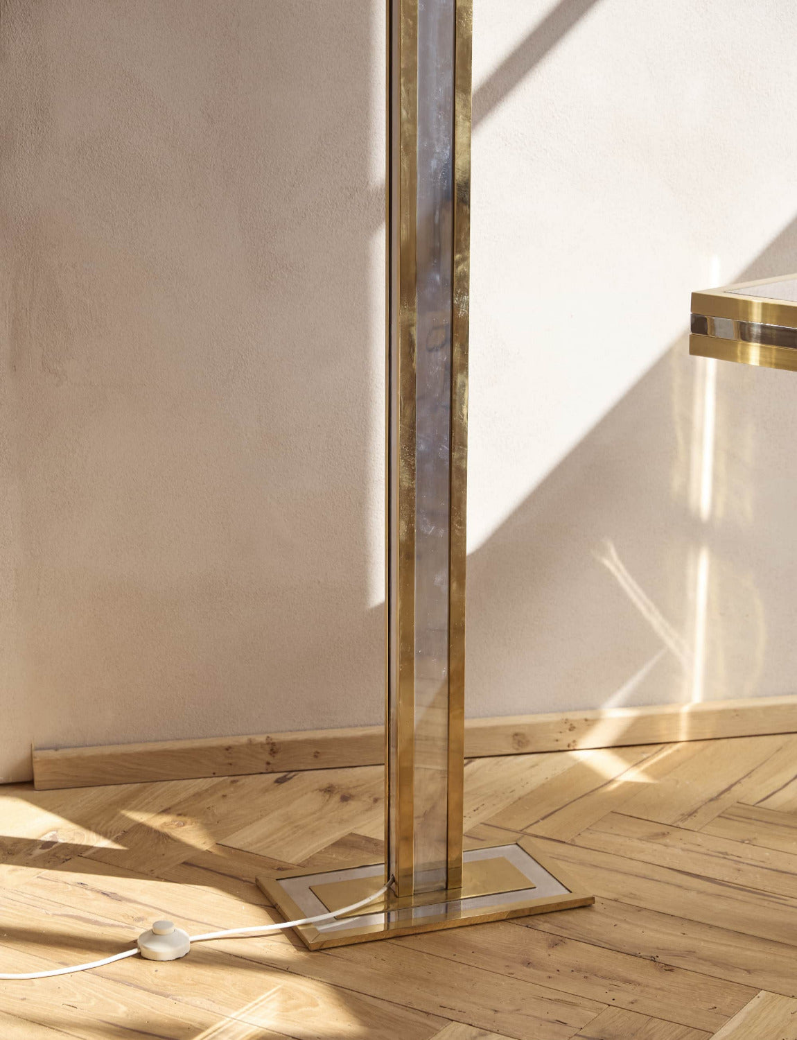 Tall 1970s Romeo Rega Brass and Chrome Floor Lamp