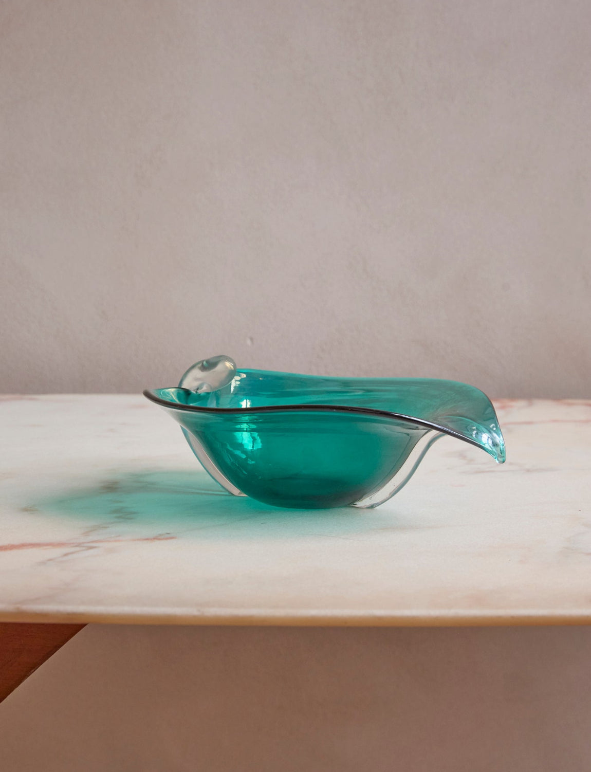 1950s Deep Marine Leaf Set by Alfredo Barbini- Bowl & 6 Cups