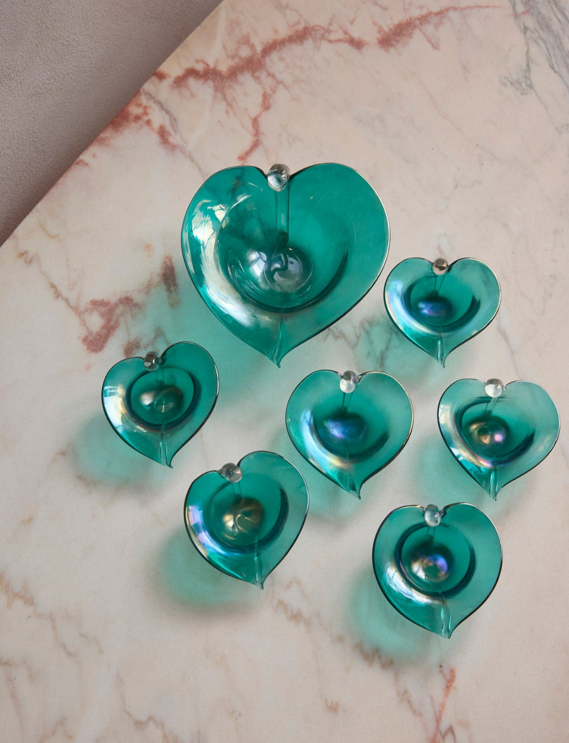 1950s Deep Marine Leaf Set by Alfredo Barbini- Bowl & 6 Cups