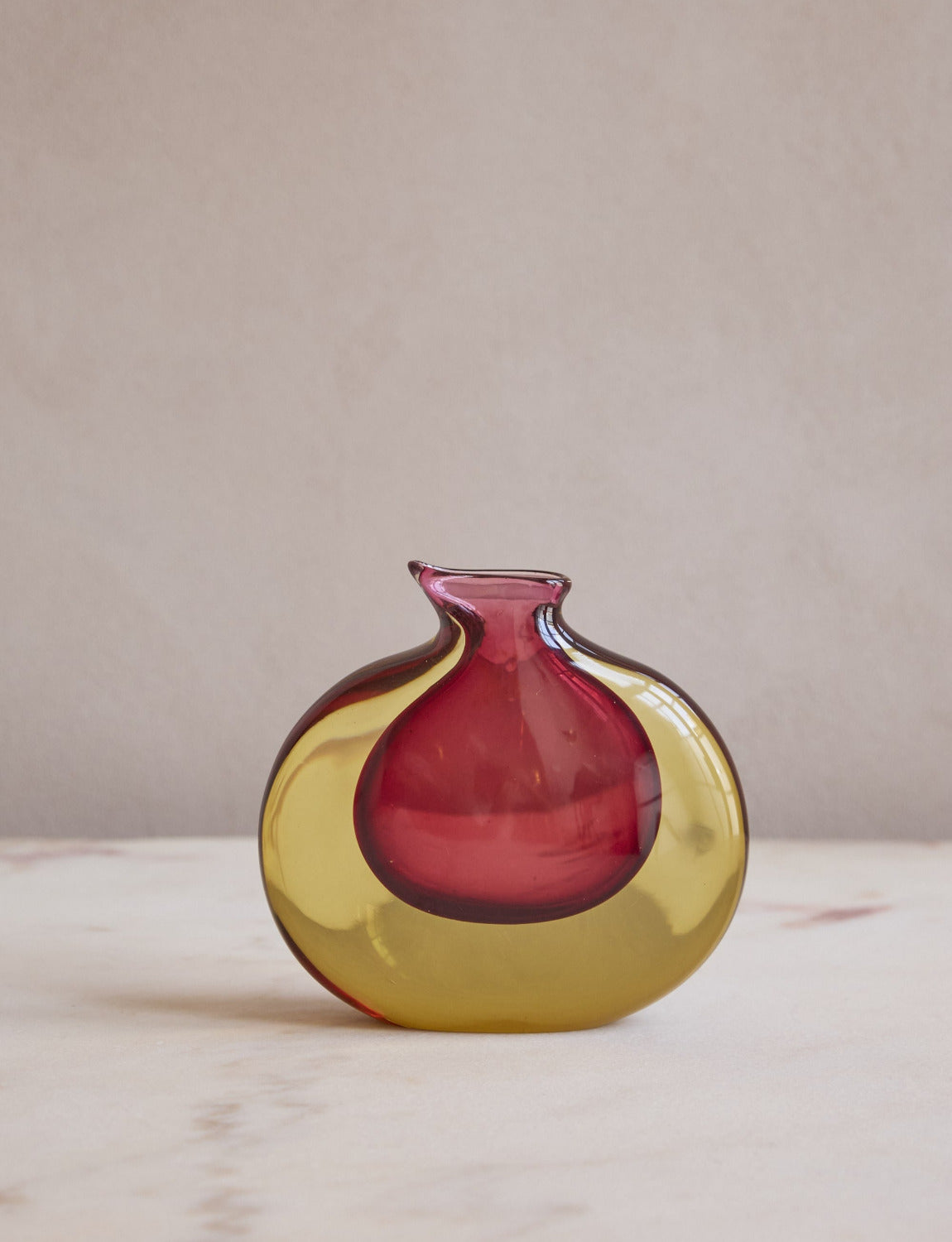 1960s Flavio Poli Red and Yellow Sommerso Vase