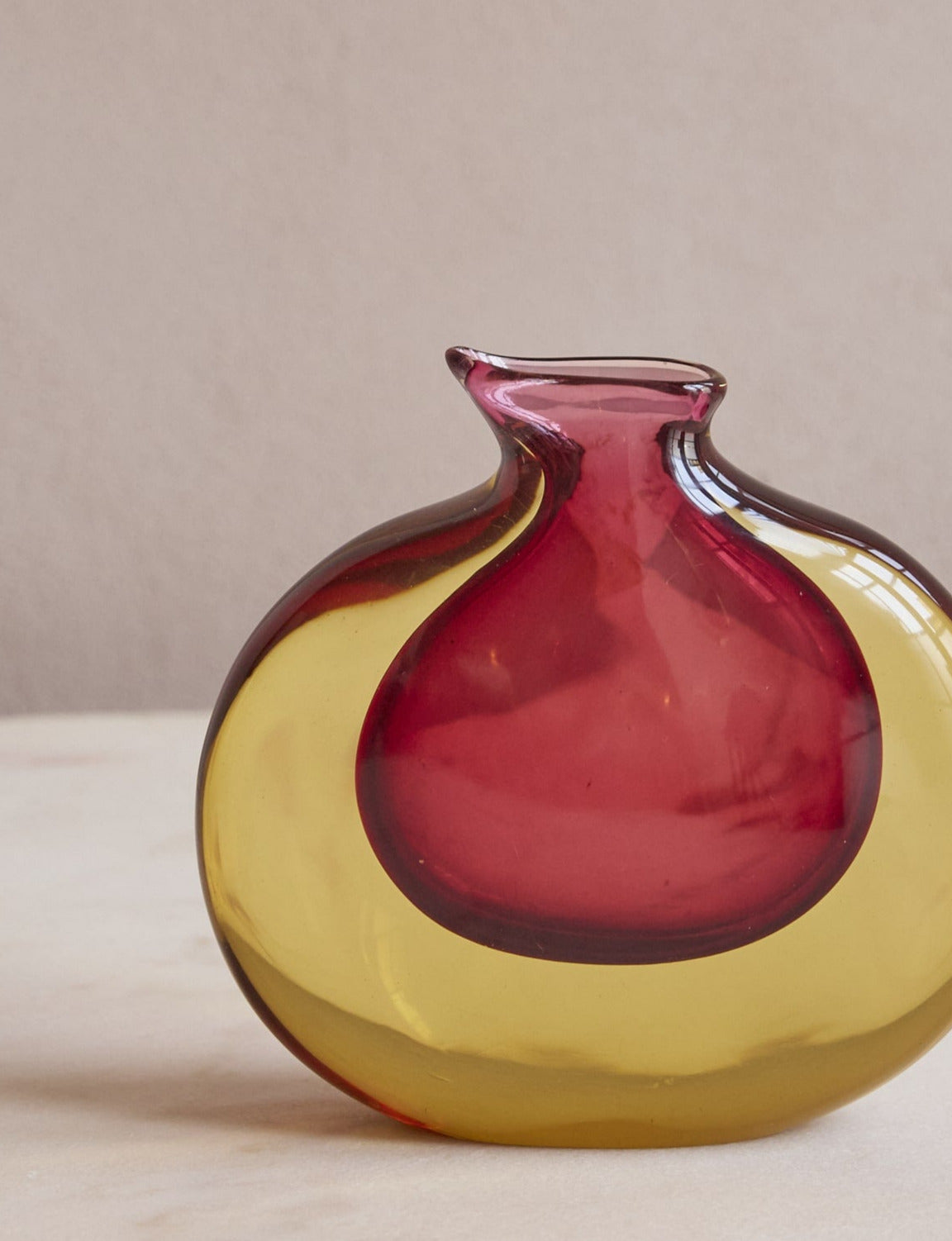 1960s Flavio Poli Red and Yellow Sommerso Vase