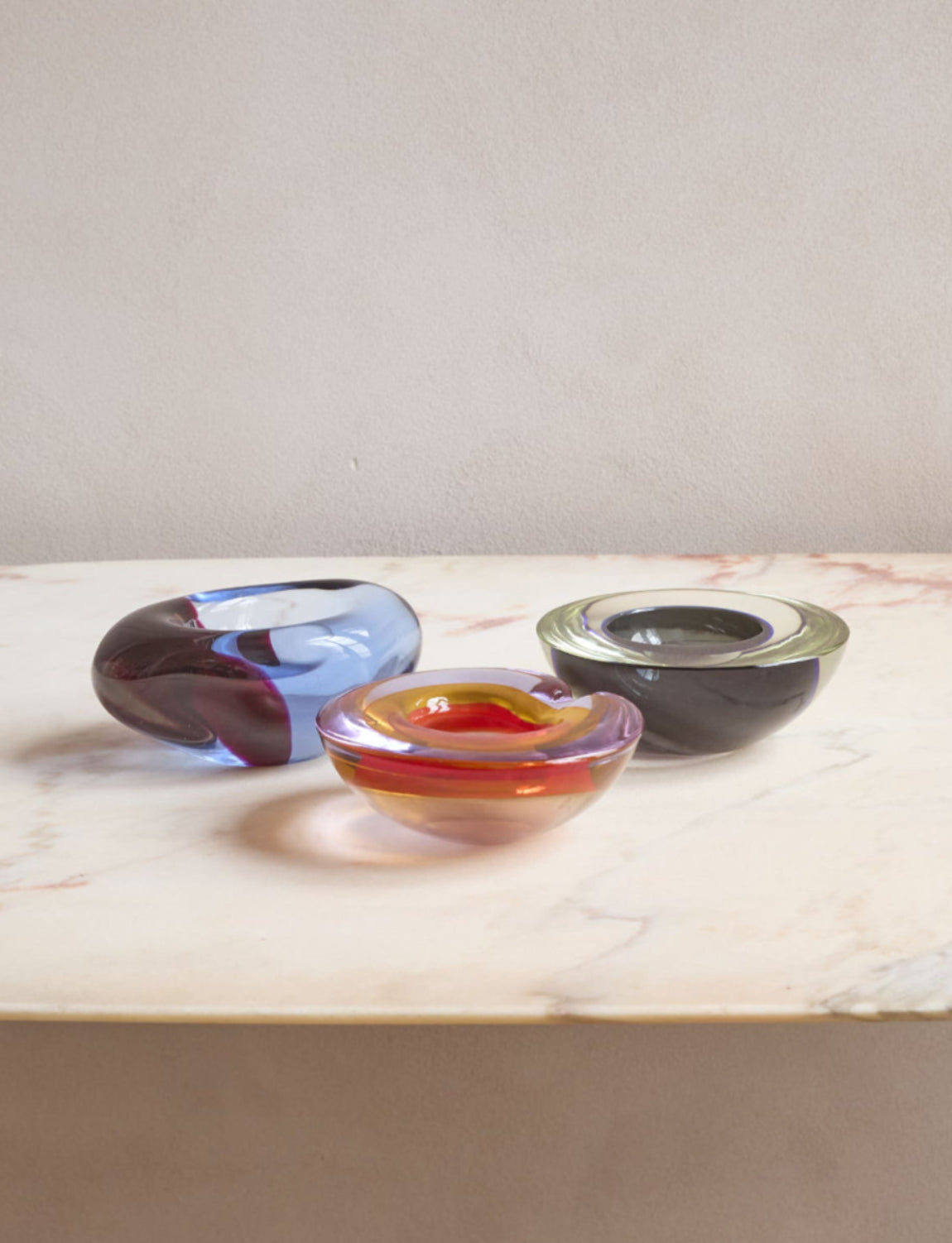 Cenedese Purple Glass Stone Shaped Bowl