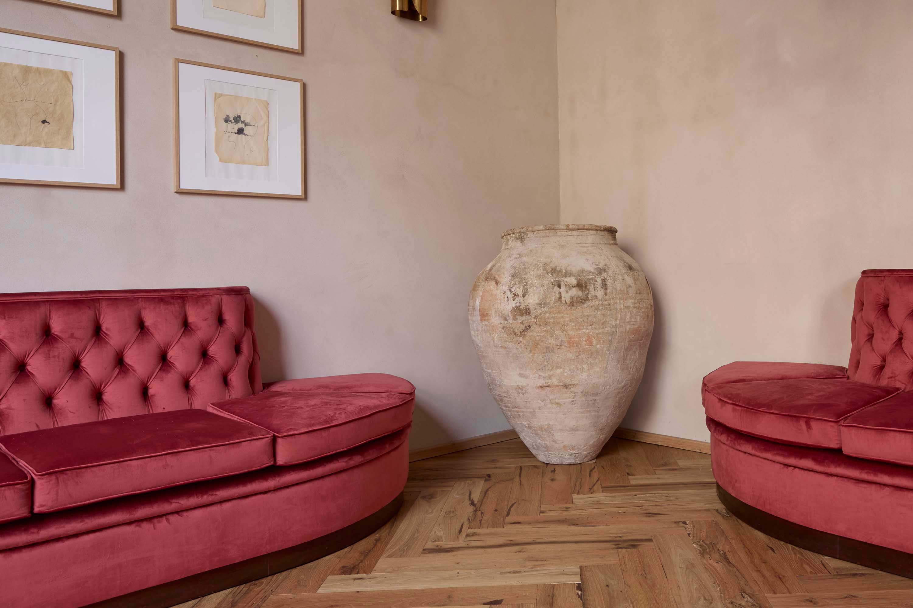 1960s Reupholstered Dusty Pink Velvet 'Palazzo Torta' Sofa