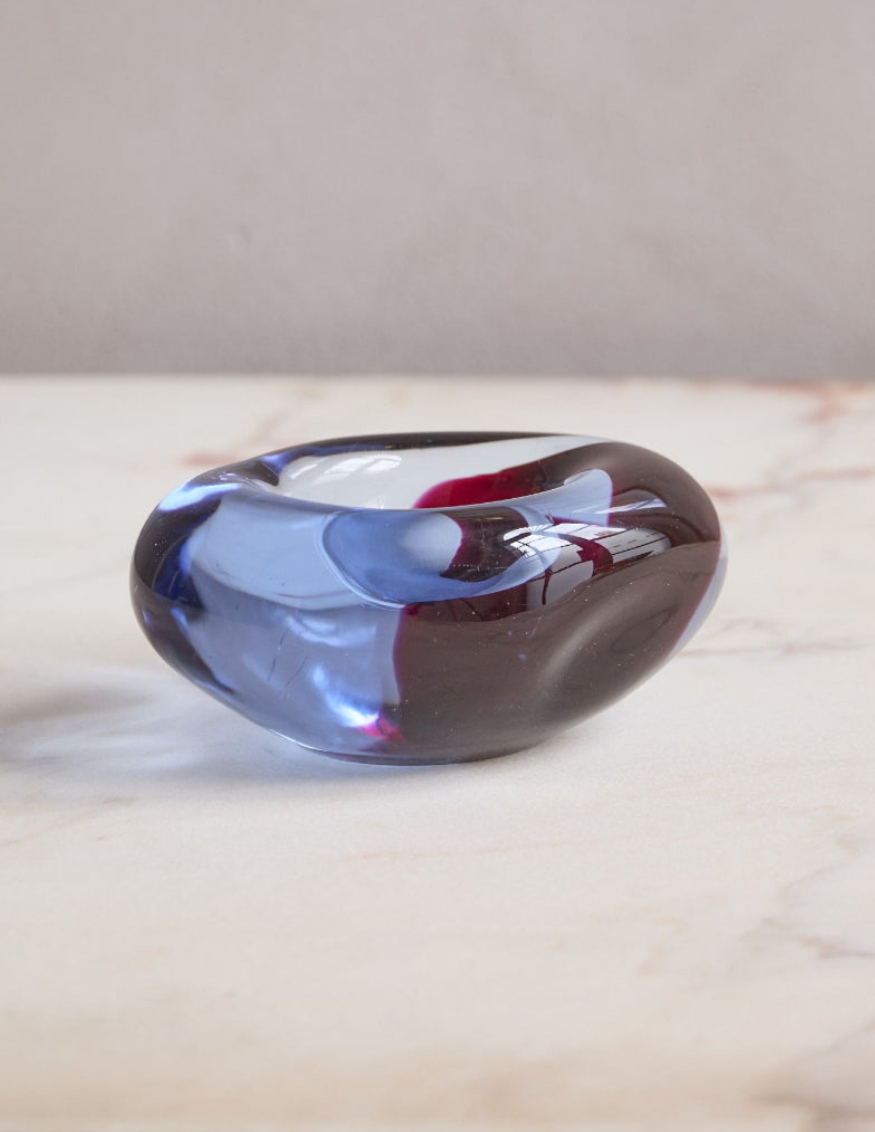 Cenedese Purple Glass Stone Shaped Bowl
