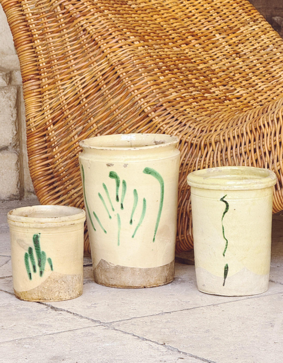 Set of Three 1930s Tree of Life Ceramic Jars