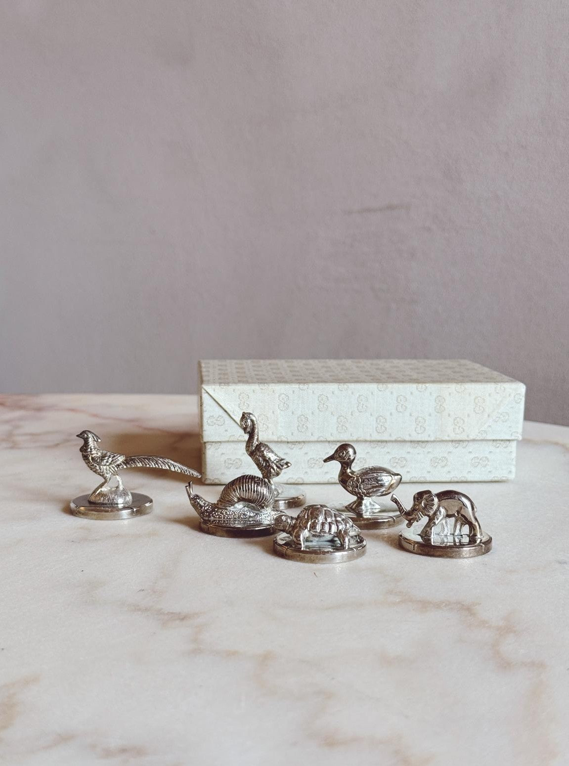 1970s Set of Six Gucci Animal Name Place Holders