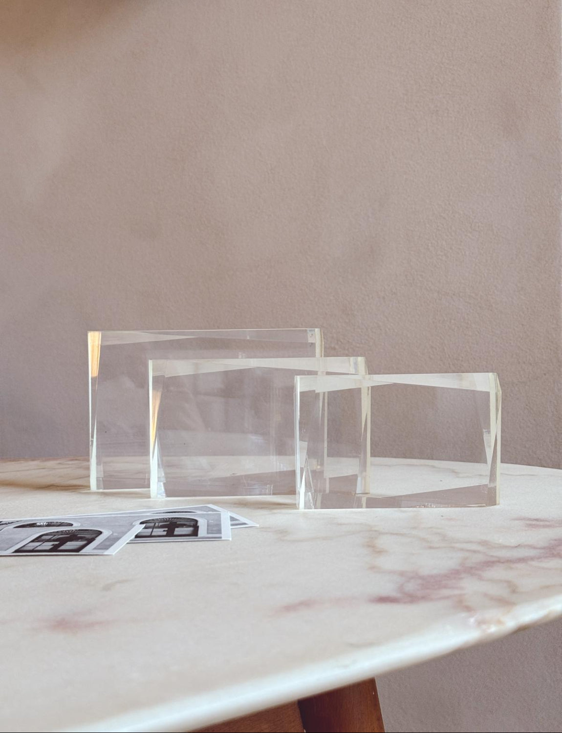 Set of Three 1960s Geometric Plexiglass Photo Frames