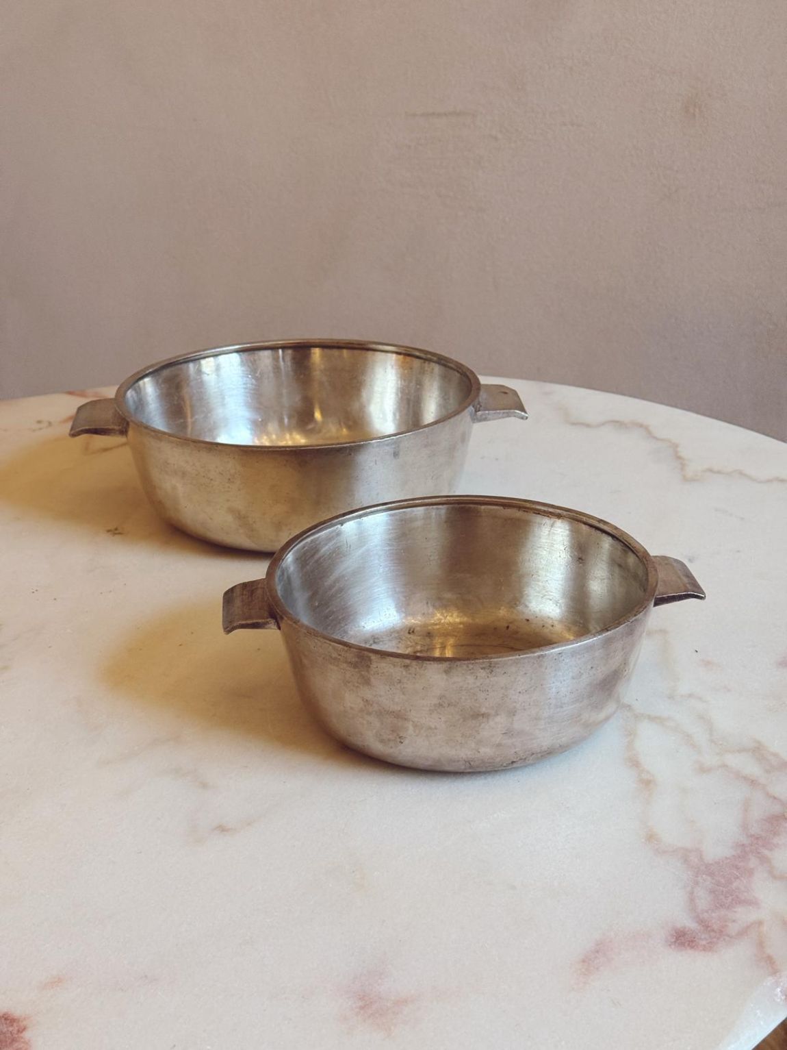 Pair of 1969 Gio Ponti for Broggi, Italia Silver Metal Bowls