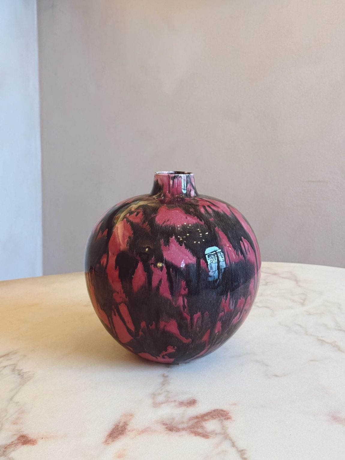 1940s Guido Andlowitz for Lavenia Pink Paint Splash Vase