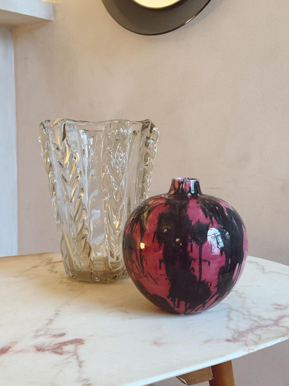 1940s Guido Andlowitz for Lavenia Pink Paint Splash Vase