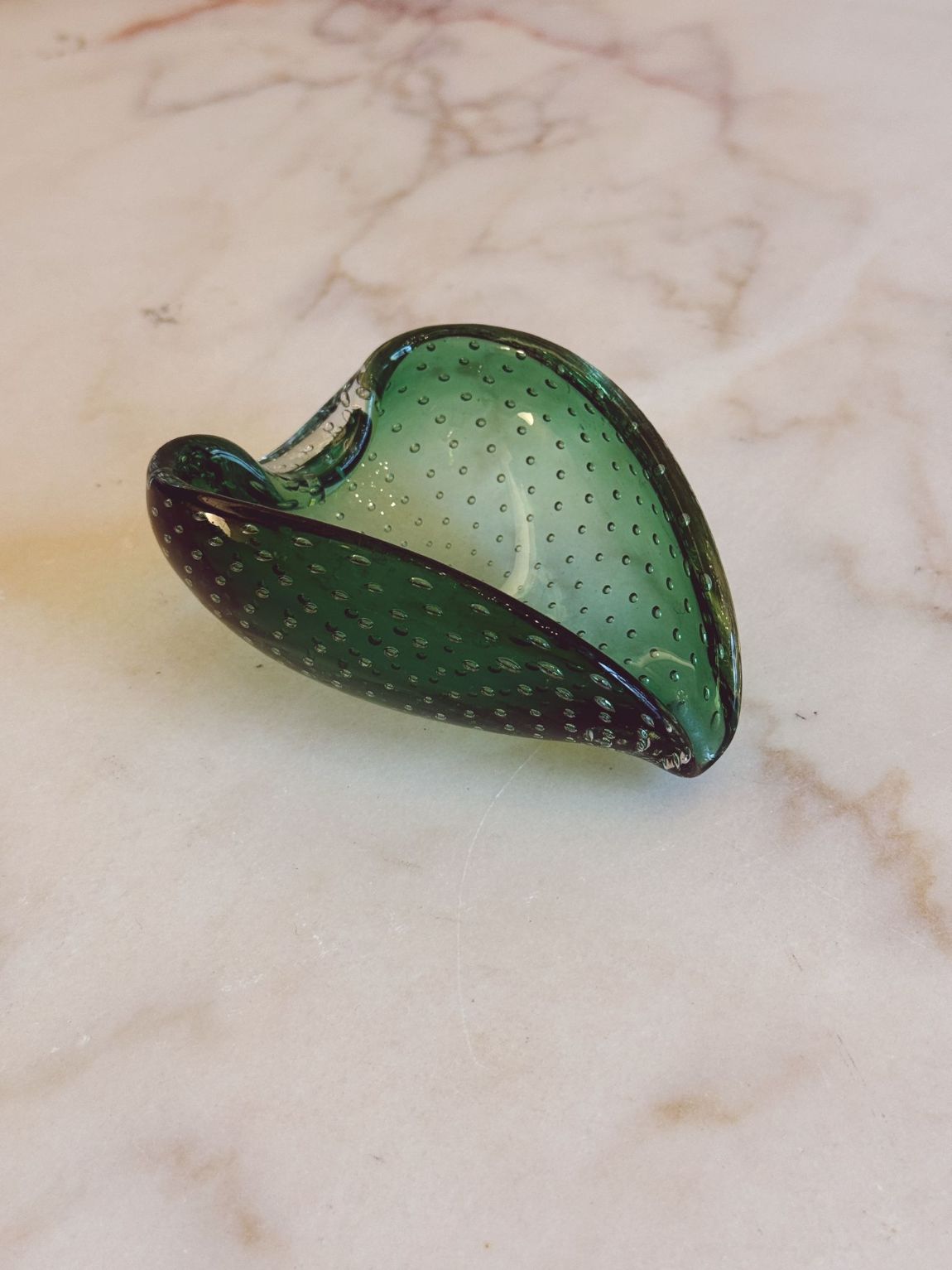 1970s Small Green Murano Bolle Bowl