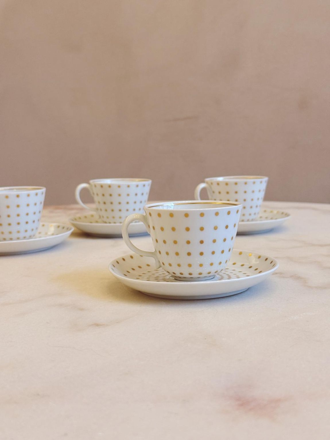 1930s Richard Ginori White and Gold Spot Coffee Service