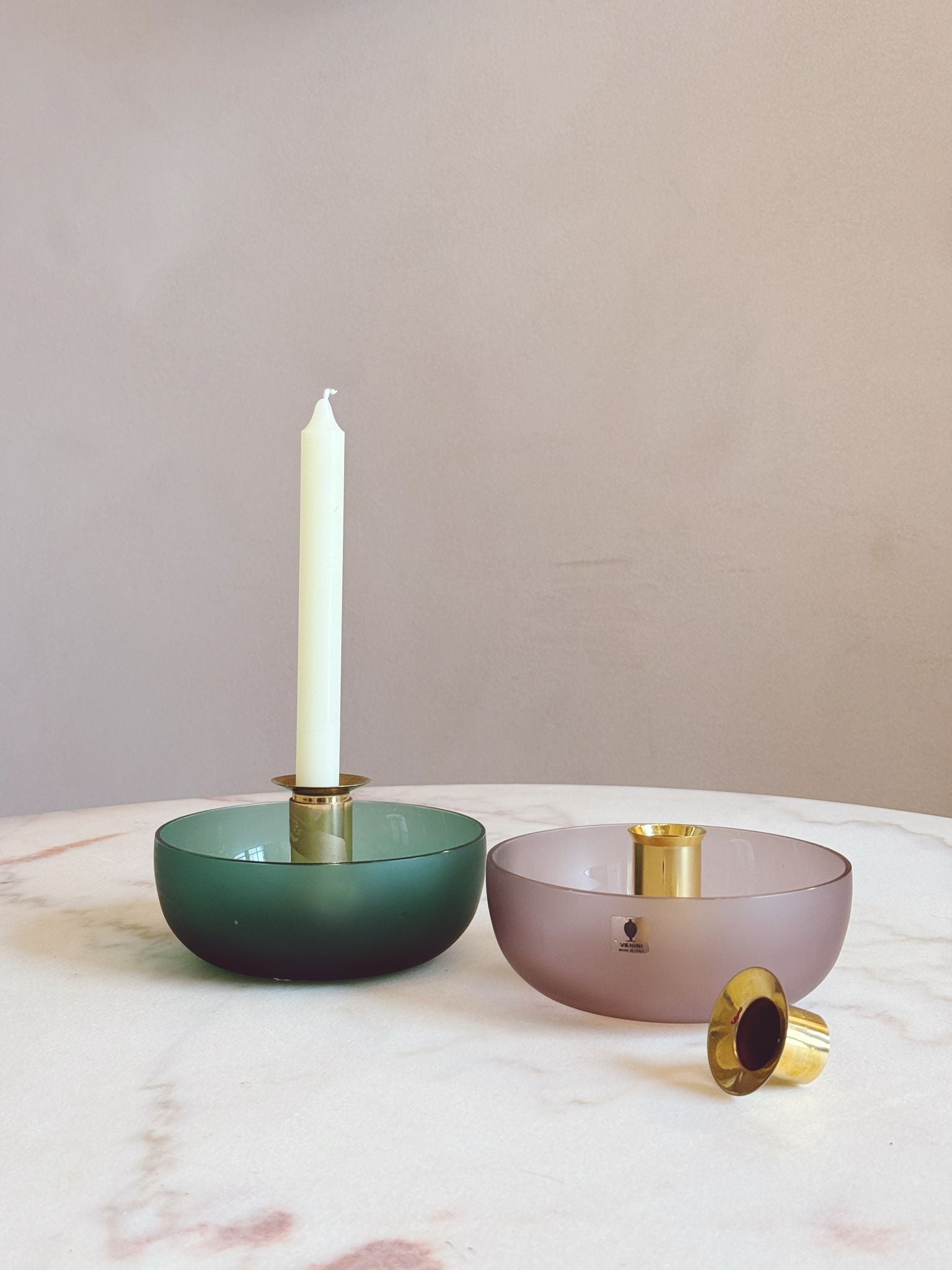 1970s Pair of Murano Glass Candlesticks, Venini