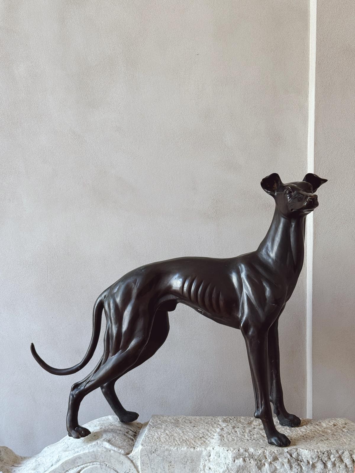 Life-size Bronze Greyhound Sculpture, 1930s