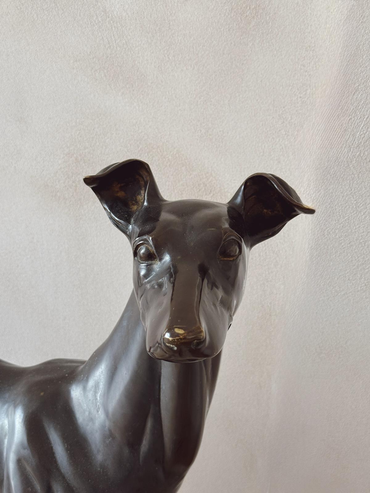 Life-size Bronze Greyhound Sculpture, 1930s