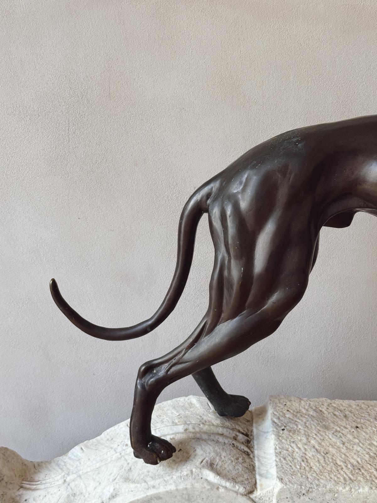 Life-size Bronze Greyhound Sculpture, 1930s