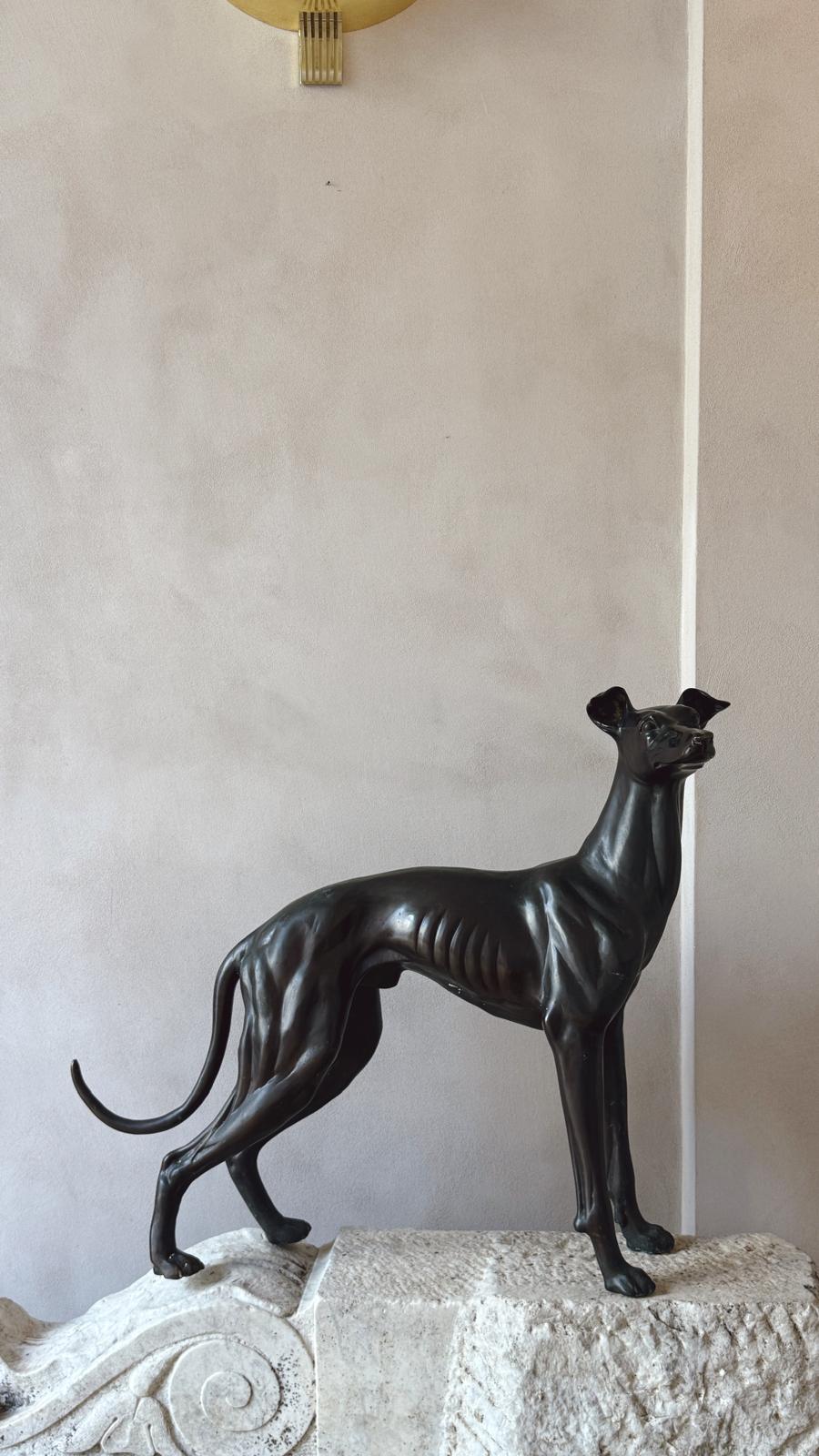 Life-size Bronze Greyhound Sculpture, 1930s