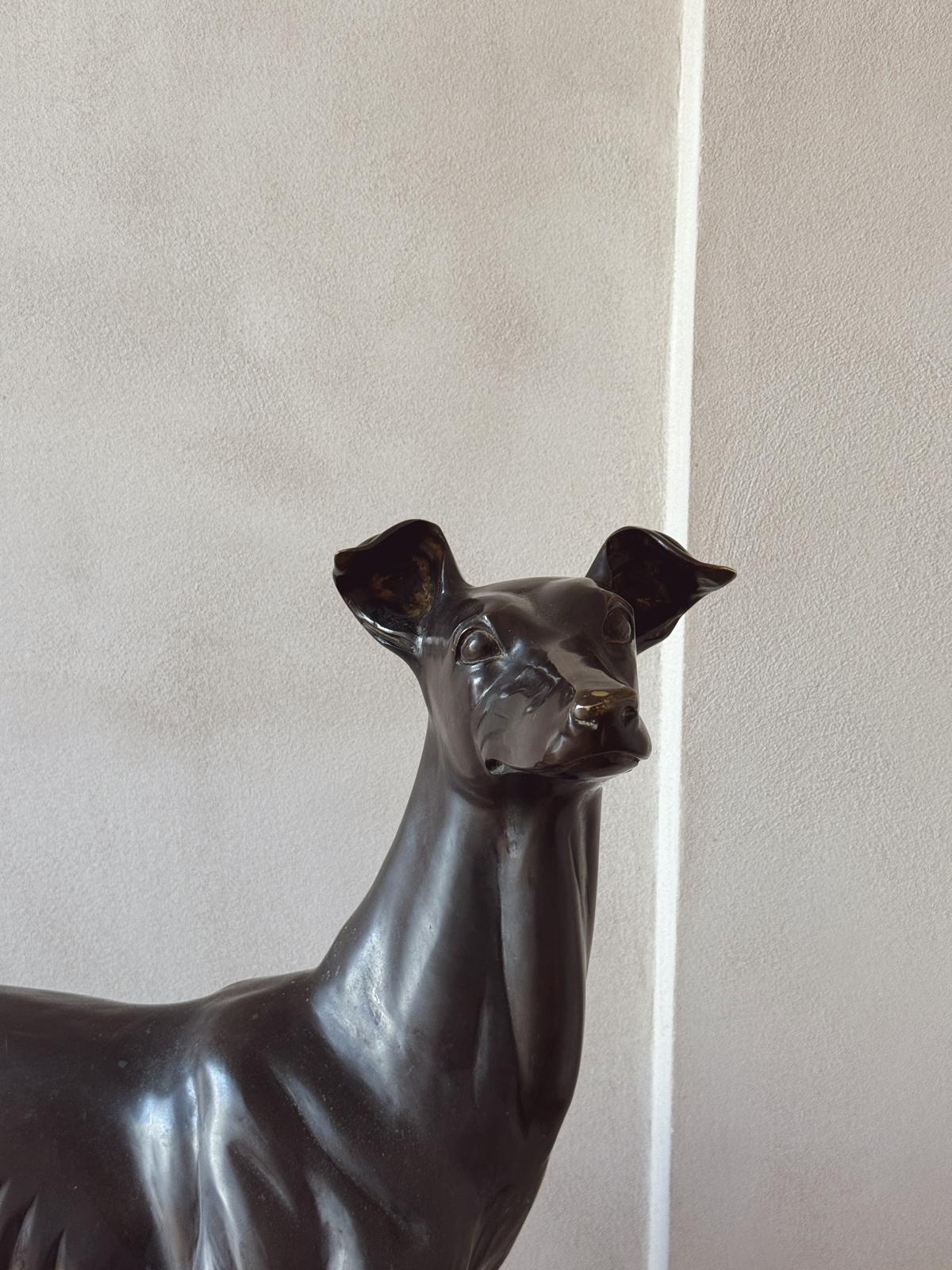 Life-size Bronze Greyhound Sculpture, 1930s