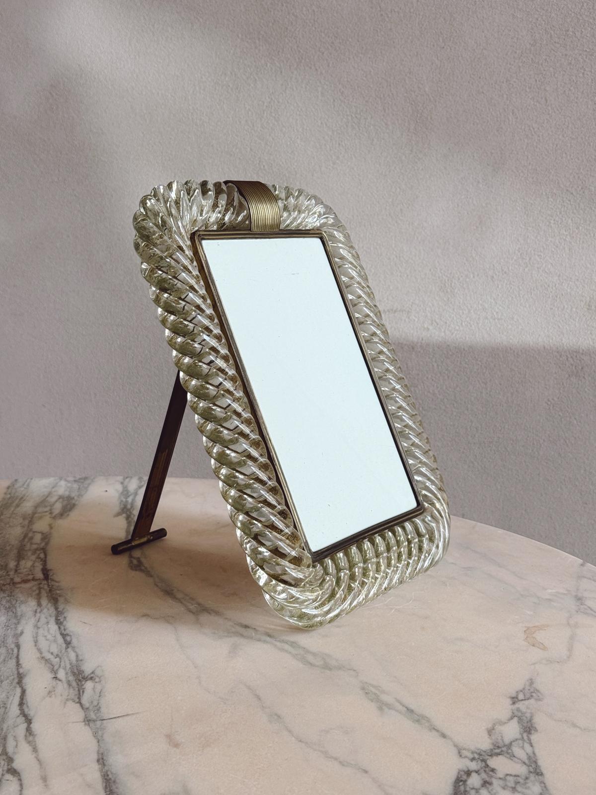 1950s Large Gold Leaf Signed Venini Murano Glass Frame