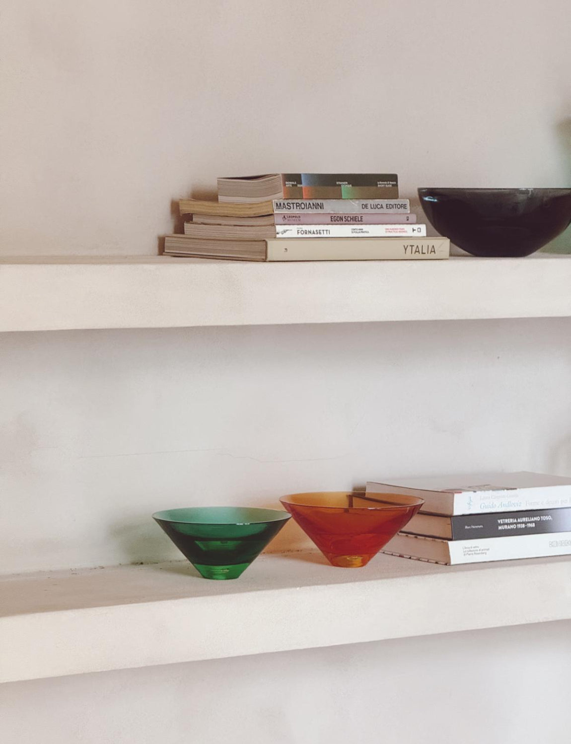 1960s Pair of Green and Orange Da Ros for Cenedese Murano glass Bowls