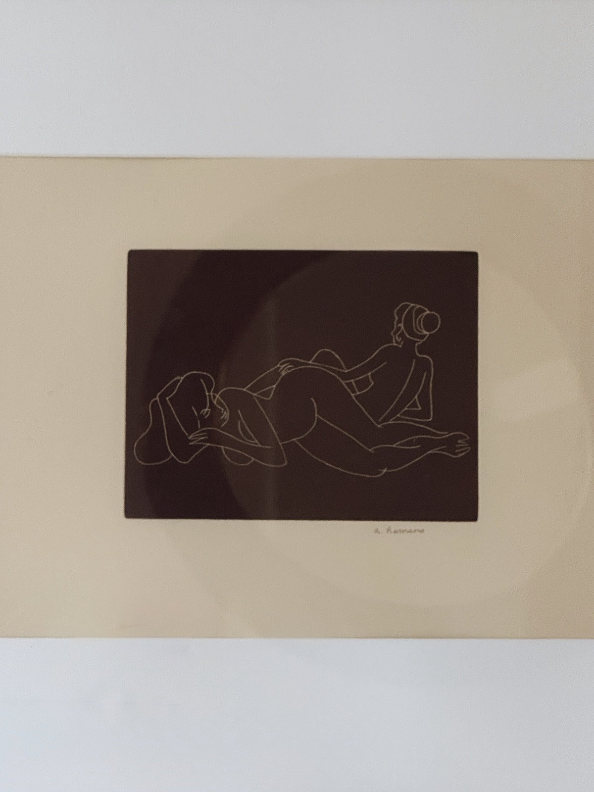 White on black, Nudes, Lithograph, 1976 A. Romano, 2 available