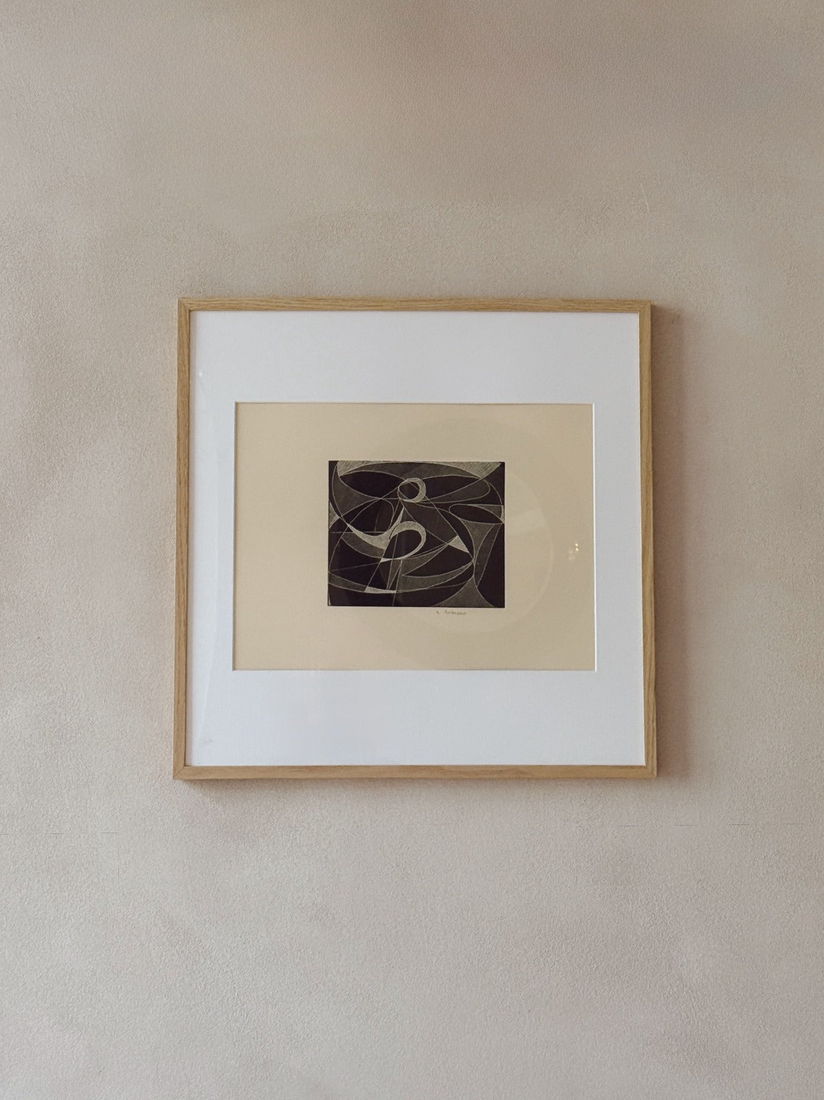 White on black, Fine Lines Abstract, Lithograph, 1976 A. Romano, 3 available