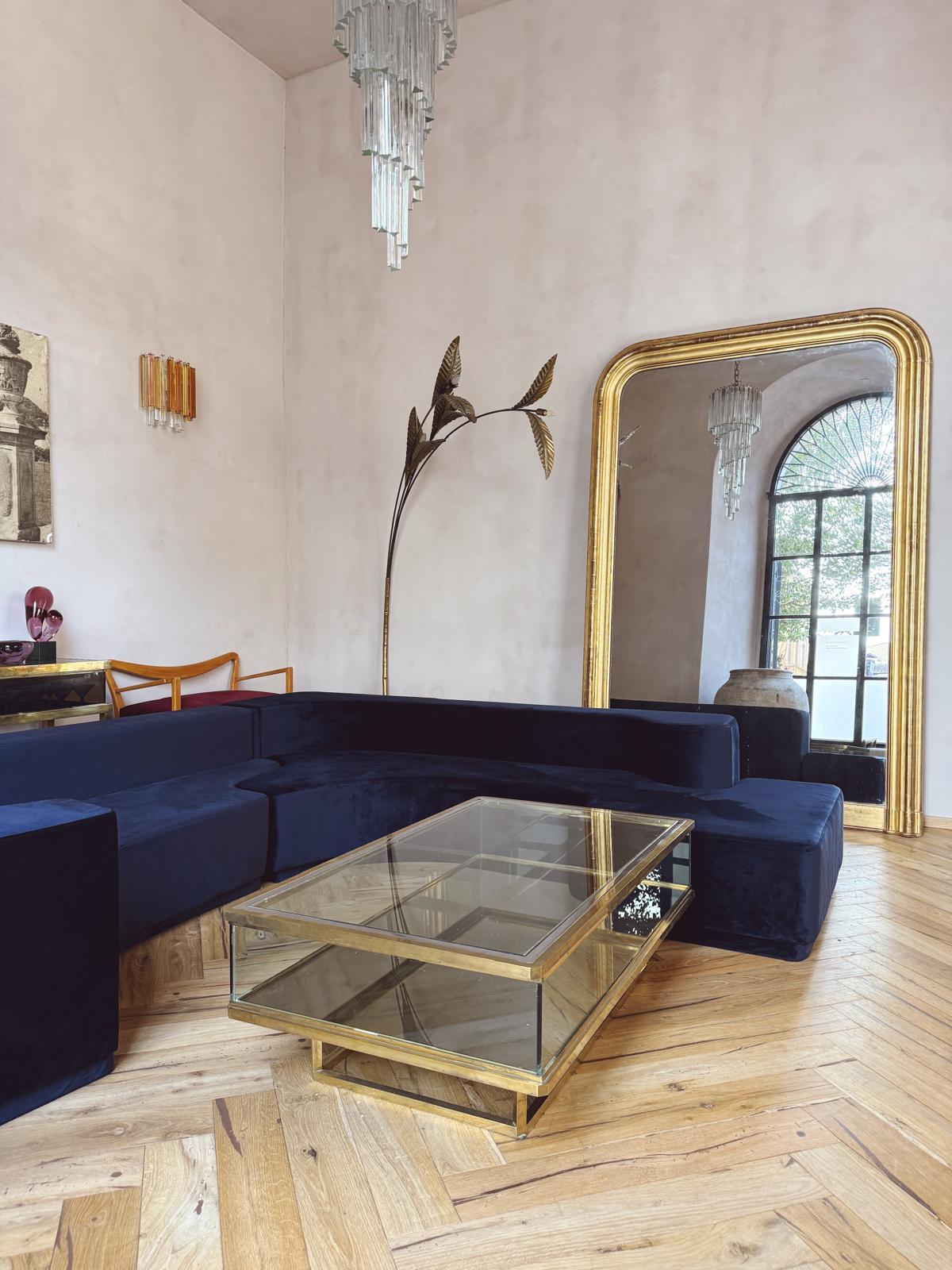 1970s Stilwood 'Lara' Sofa Reupholstered in ink blue Velvet