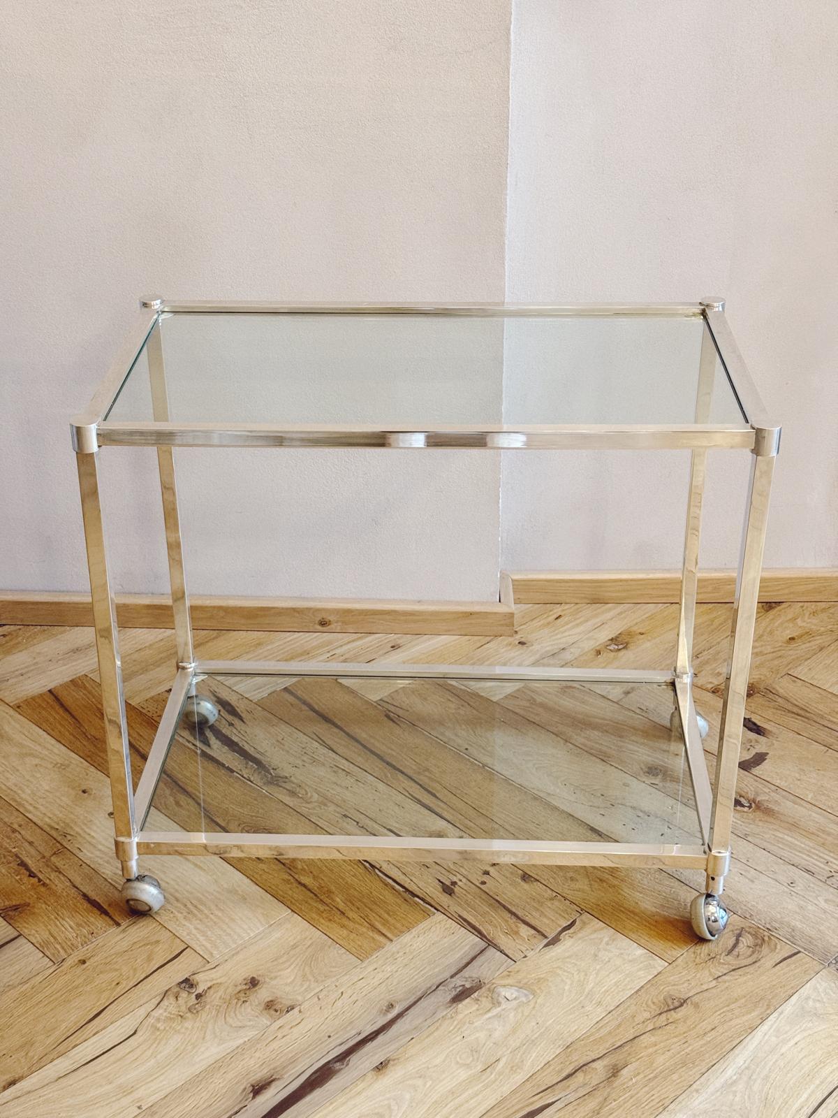 1960s Silver Lino Sabattini Italian Modernist Drinks Trolley with removeable tray