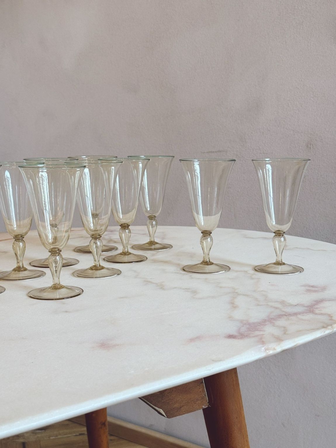 1940s Hand-Blown Murano Water or Wine Glasses (Set of 10 Extra Large)