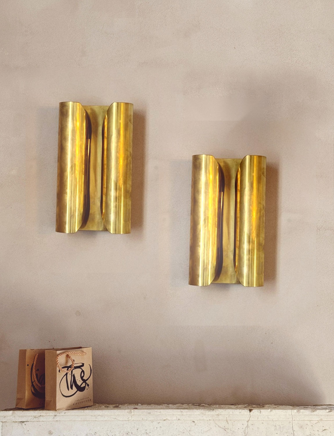 1970s Folded Brass Italian Wall Lights