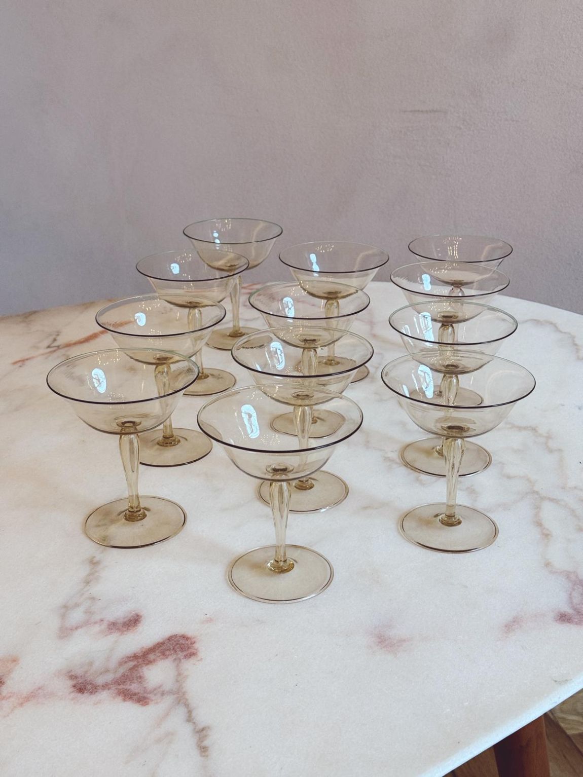 1940s Hand-Blown Murano Cocktail Glasses (Set of 12)