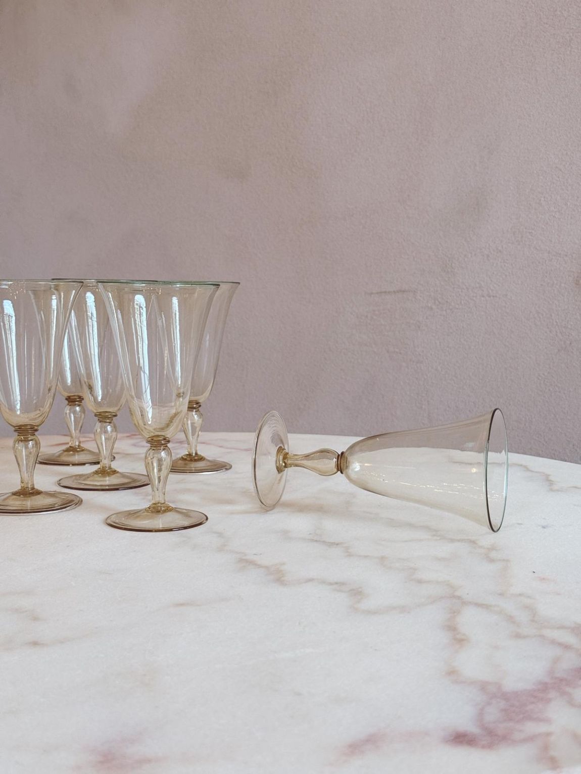 1940s Hand-Blown Murano Water or Wine Glasses (Set of 10 Extra Large)