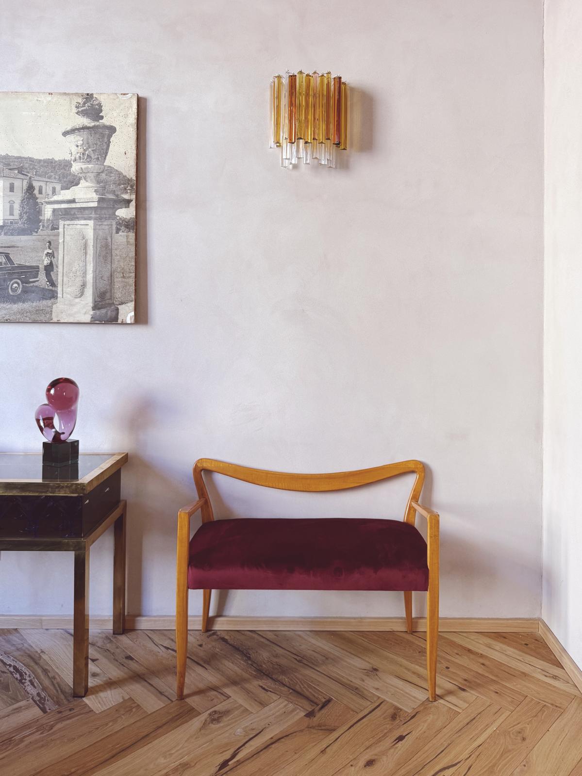 Pair of 1940s Guglielmo Ulrich Chairs in Burgundy Velvet