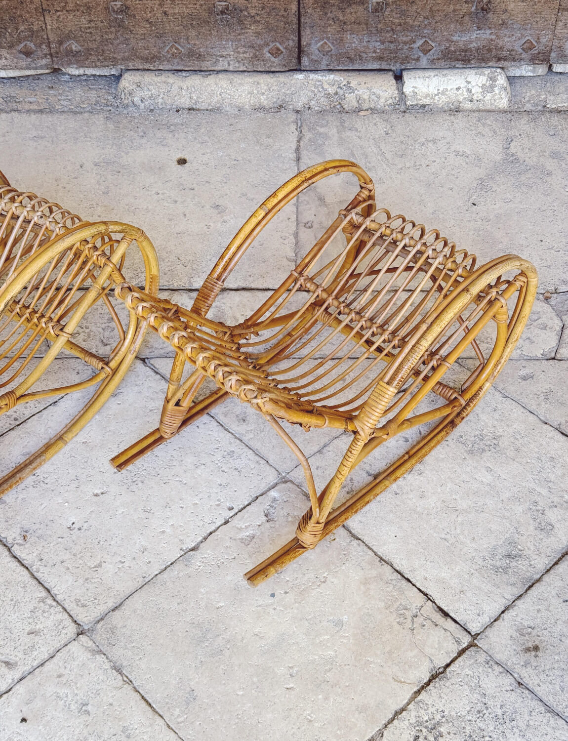Pair of 1970s Children's Wicker Rocking chairs