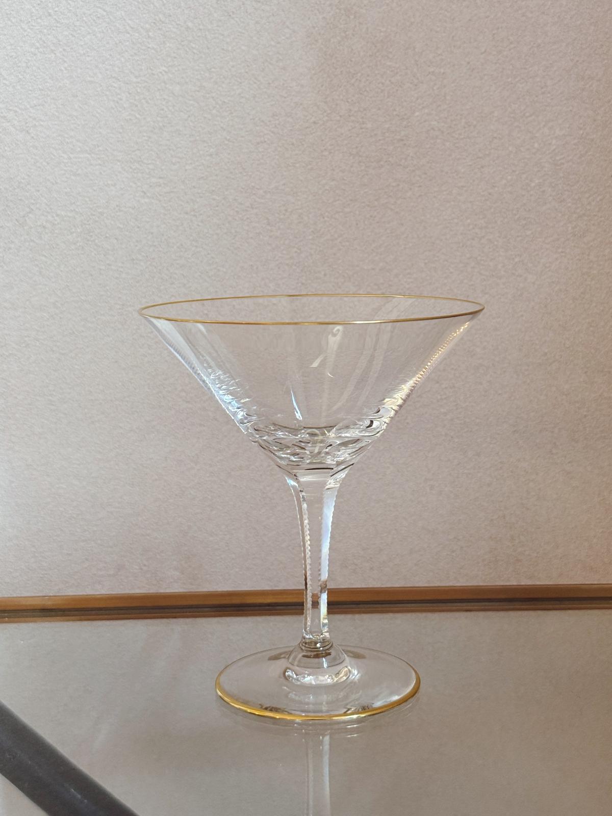 Set of 6 Venetian Cenedese Gold rimmed Cocktail Glasses