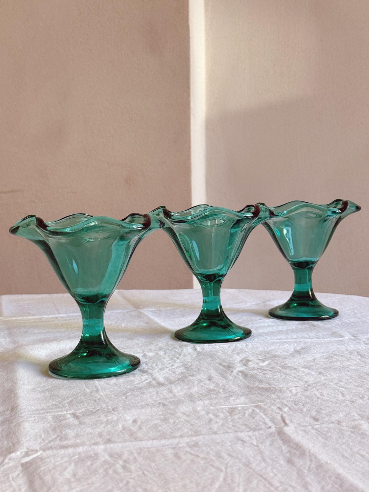 Set of Six Green Gelato Bowls