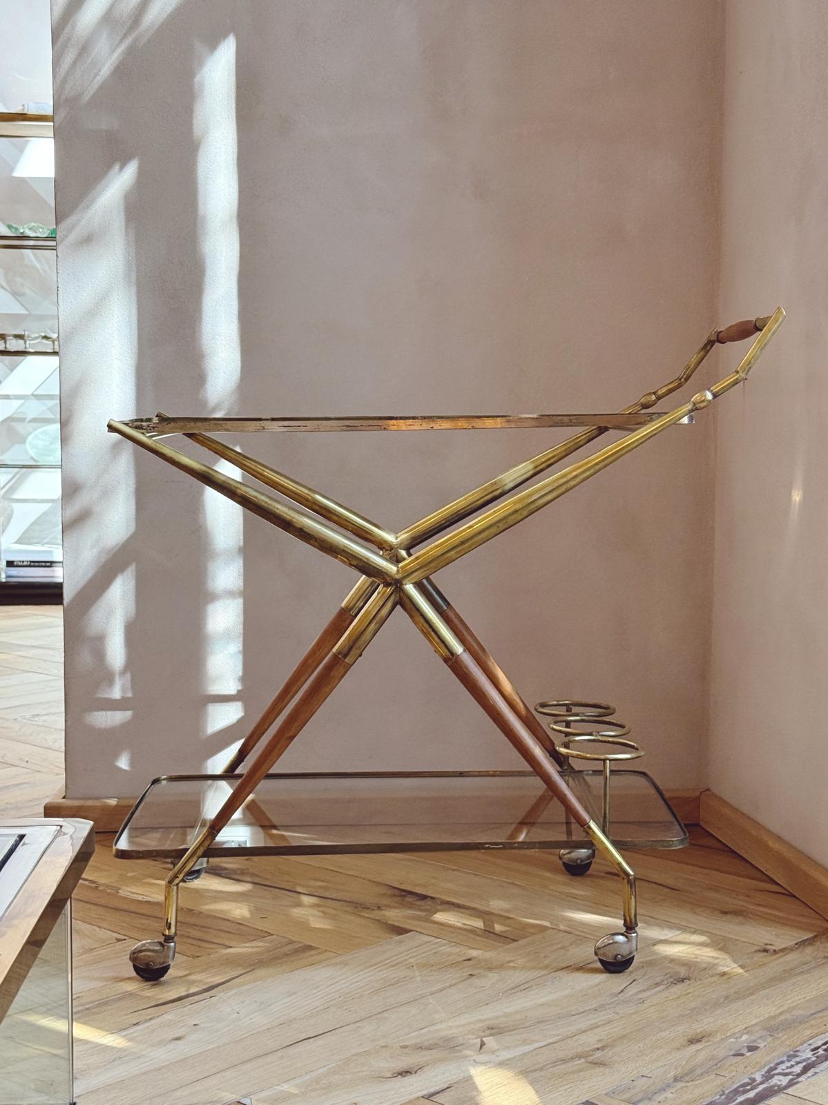1960s Cesare Lacca Brass Drinks Trolley