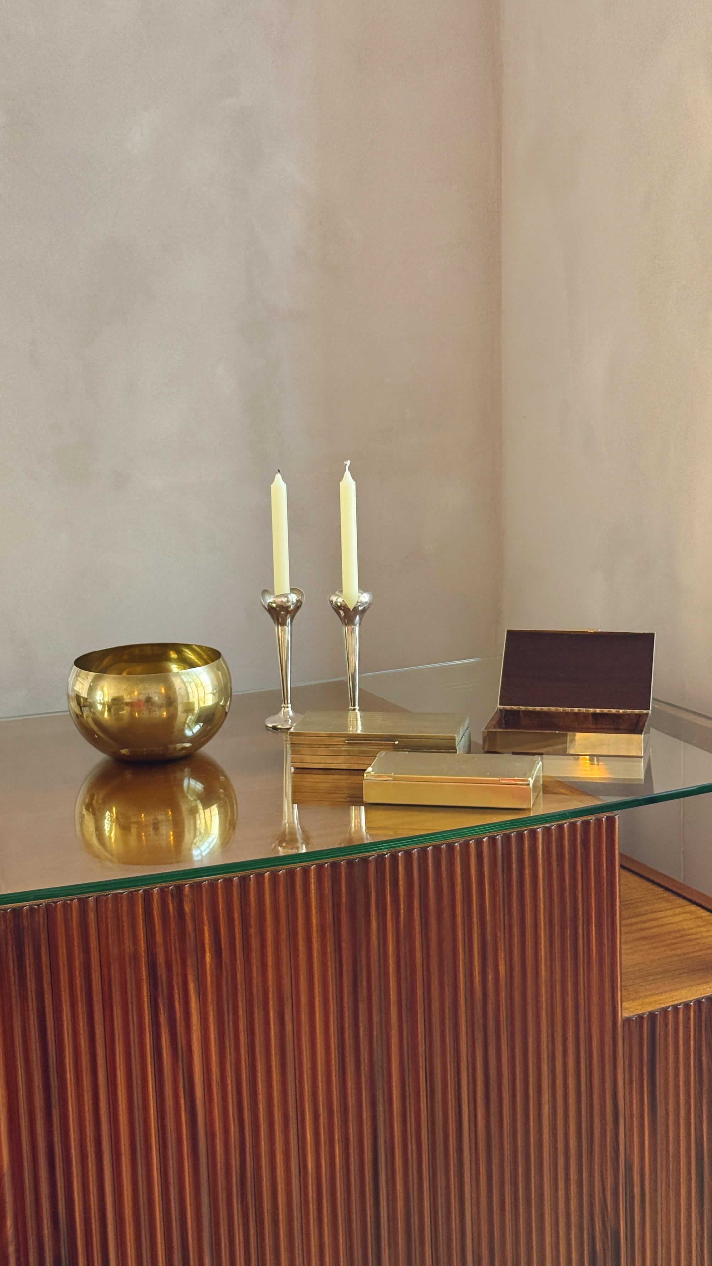 1970s Silver and Gold Plated Desk Box with Diagonal Stripes