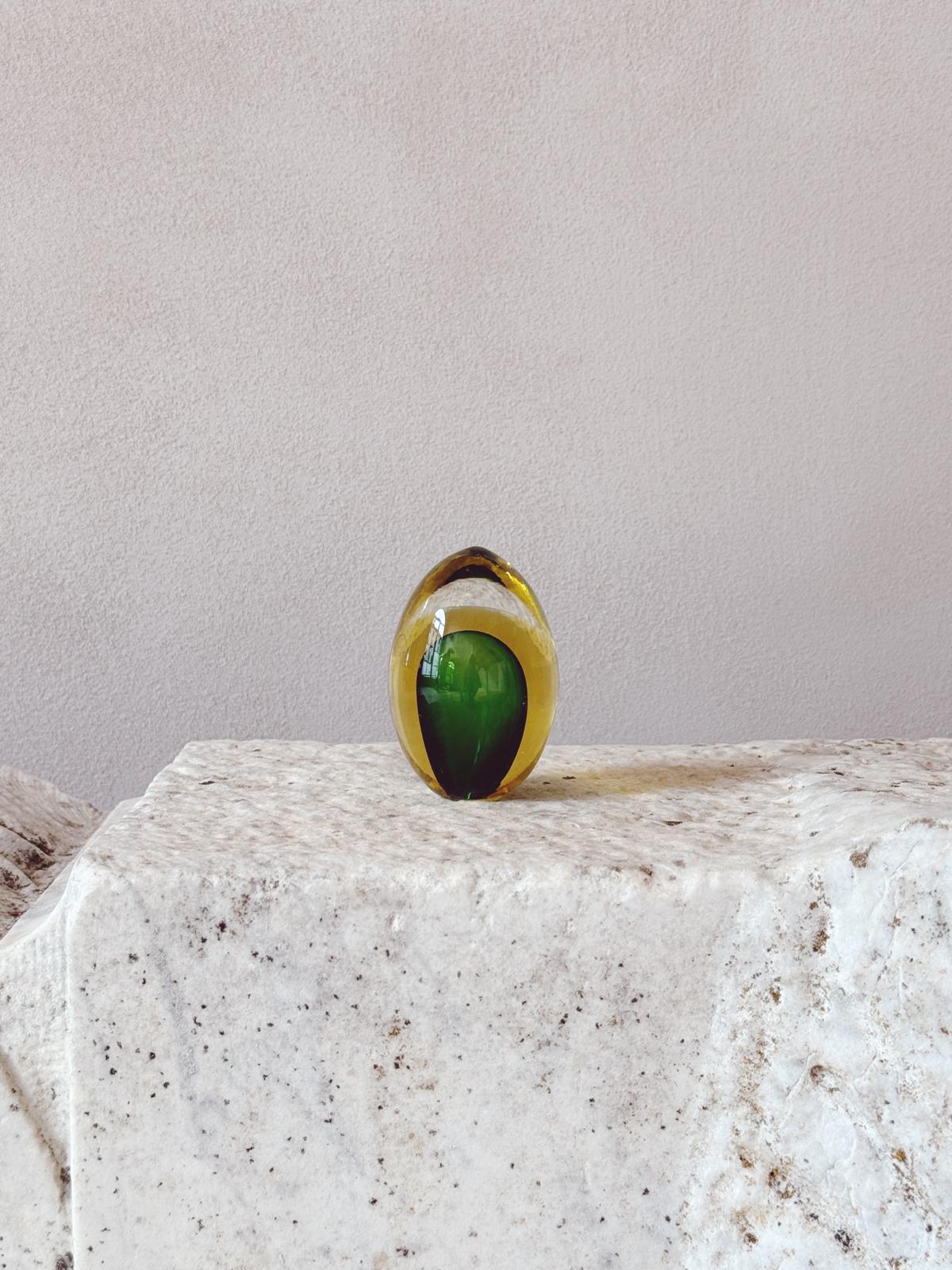 1960s Green and Yellow Sommerso Paperweight