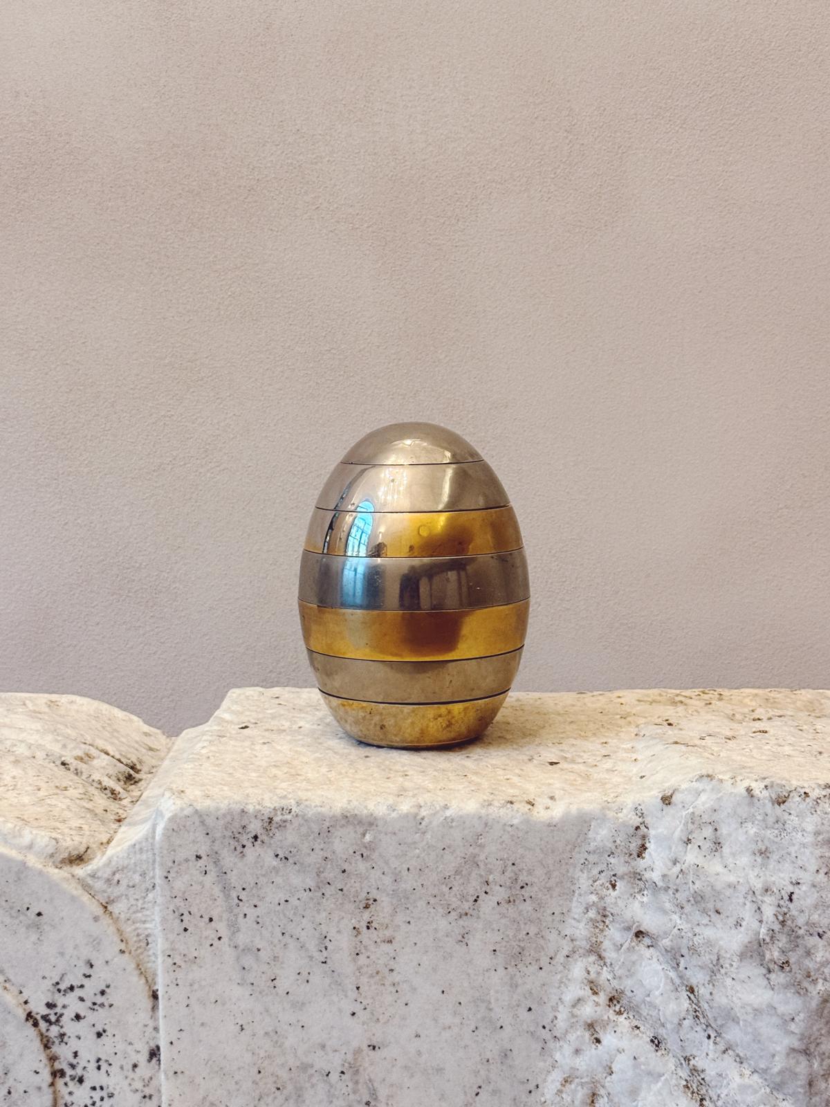 1970s Tommaso Barbi Brass & Silver Egg (Bowls)