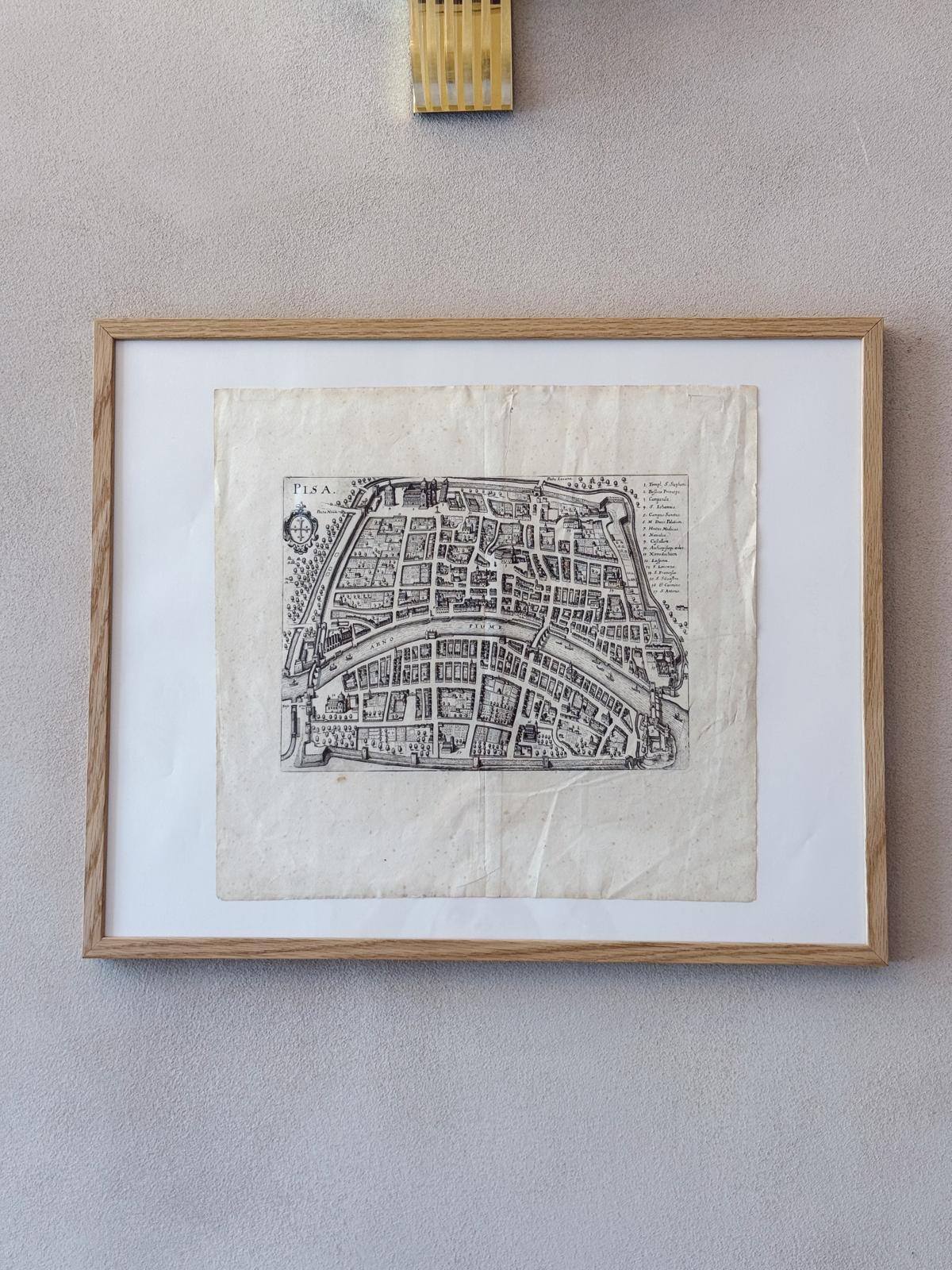 Original Parchment Map of the city of Pisa dated 1640