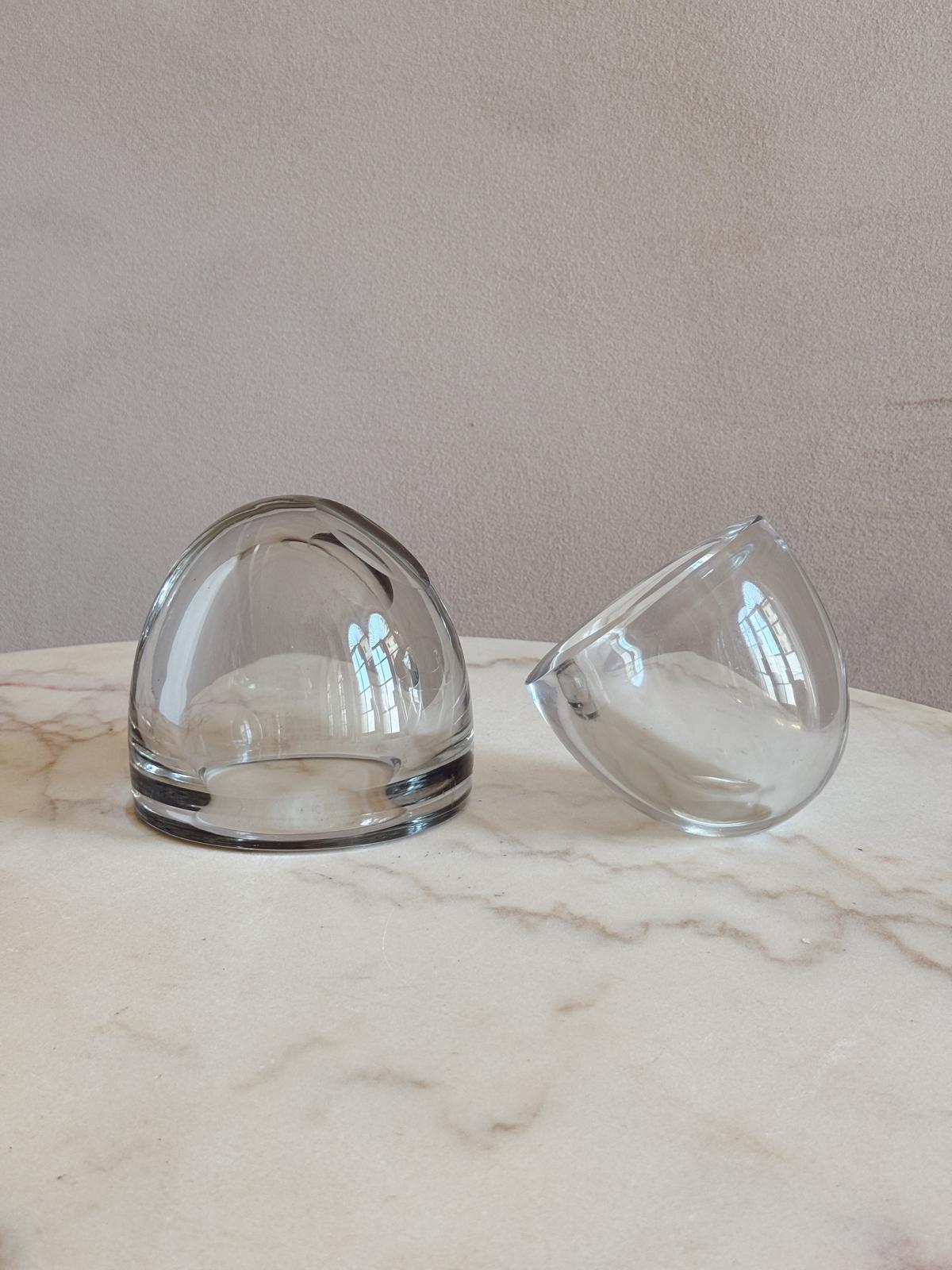 Pair of 1960s Signed Alfredo Barbini Murano Glass Bowls