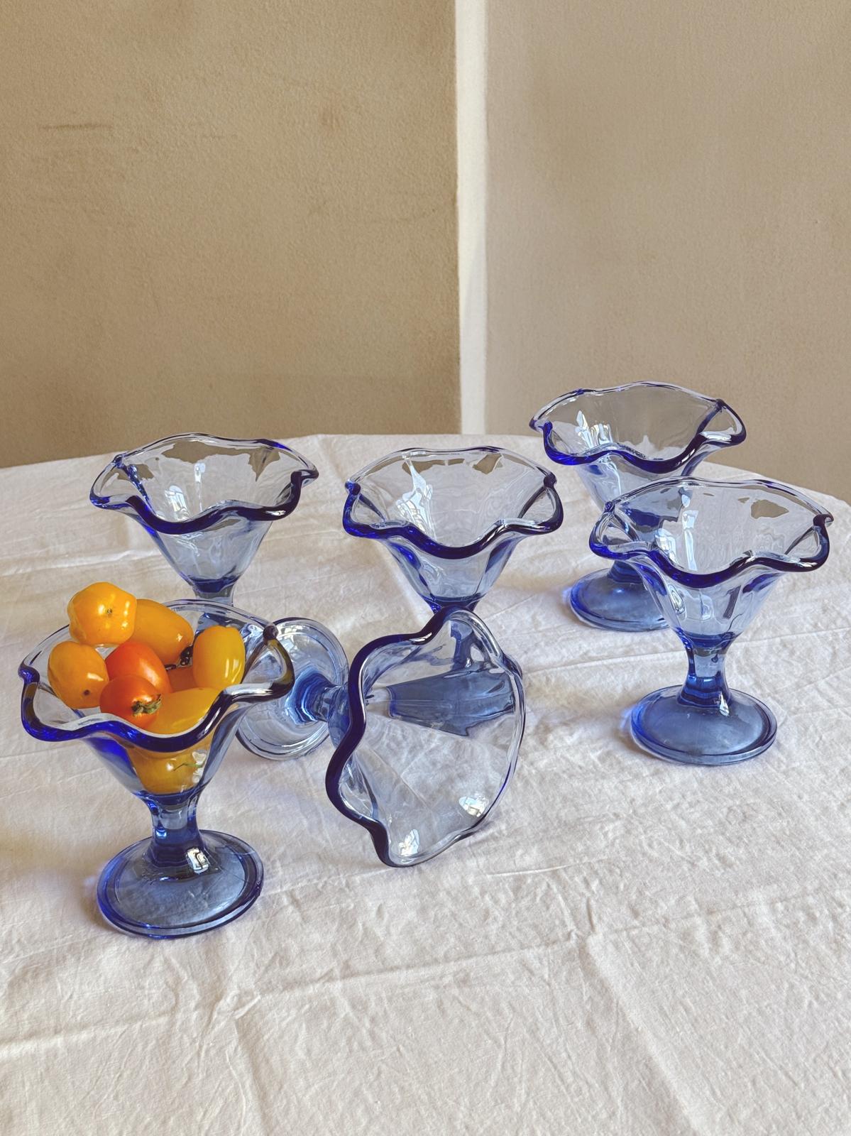 Set of Six Transparent Light Blue Gelato Bowls