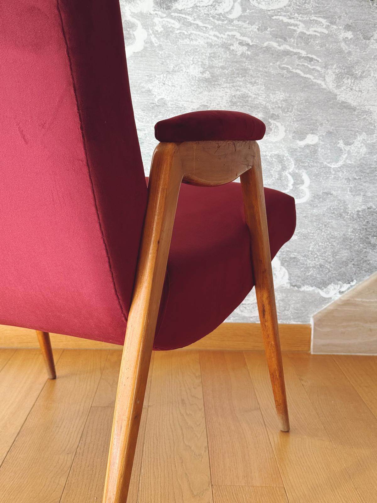 Pair of 1960s Italian Armchairs in Plum Dedar Velvet