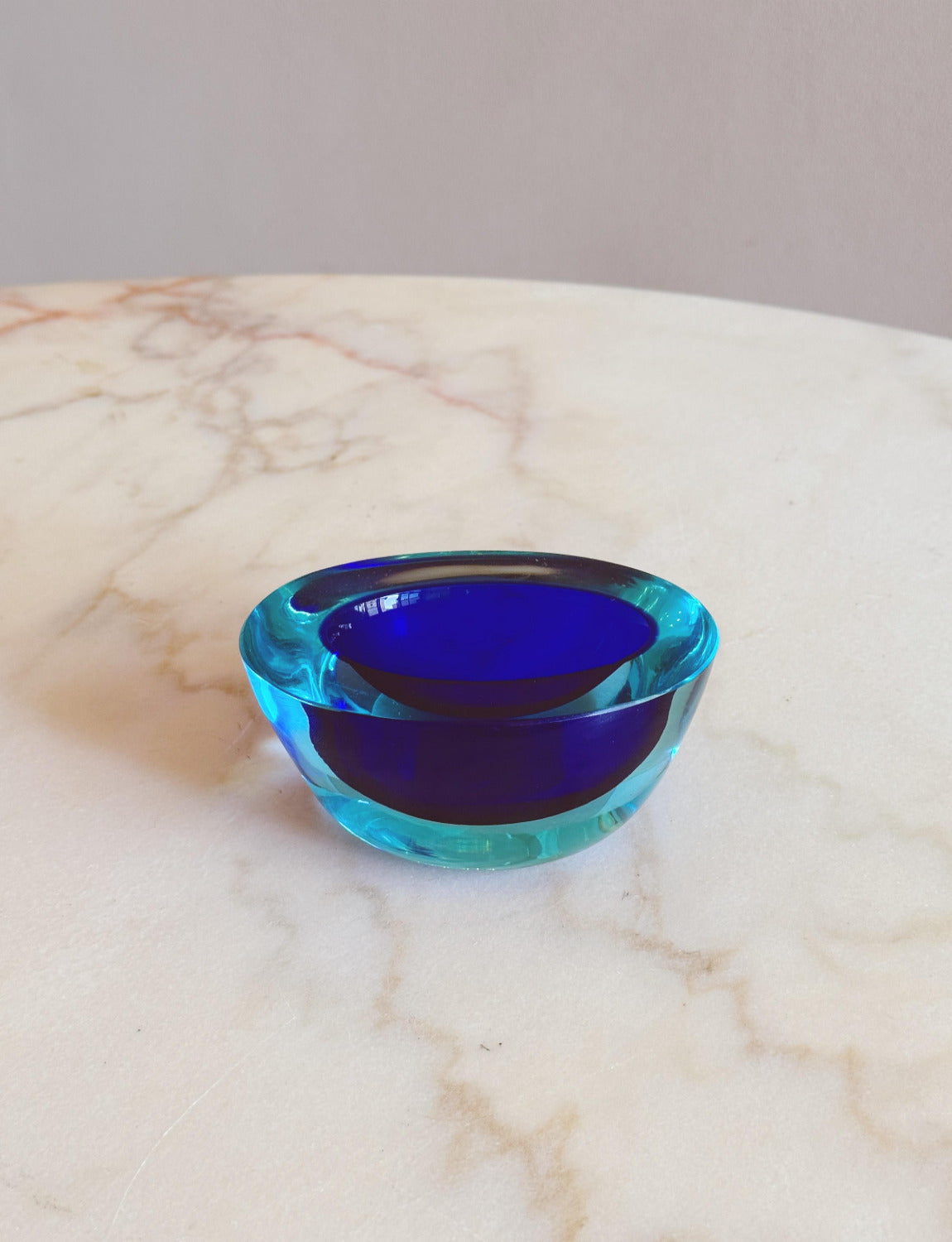 1960s Small Murano Glass Flavio Poli Turquoise and Blue Bowl