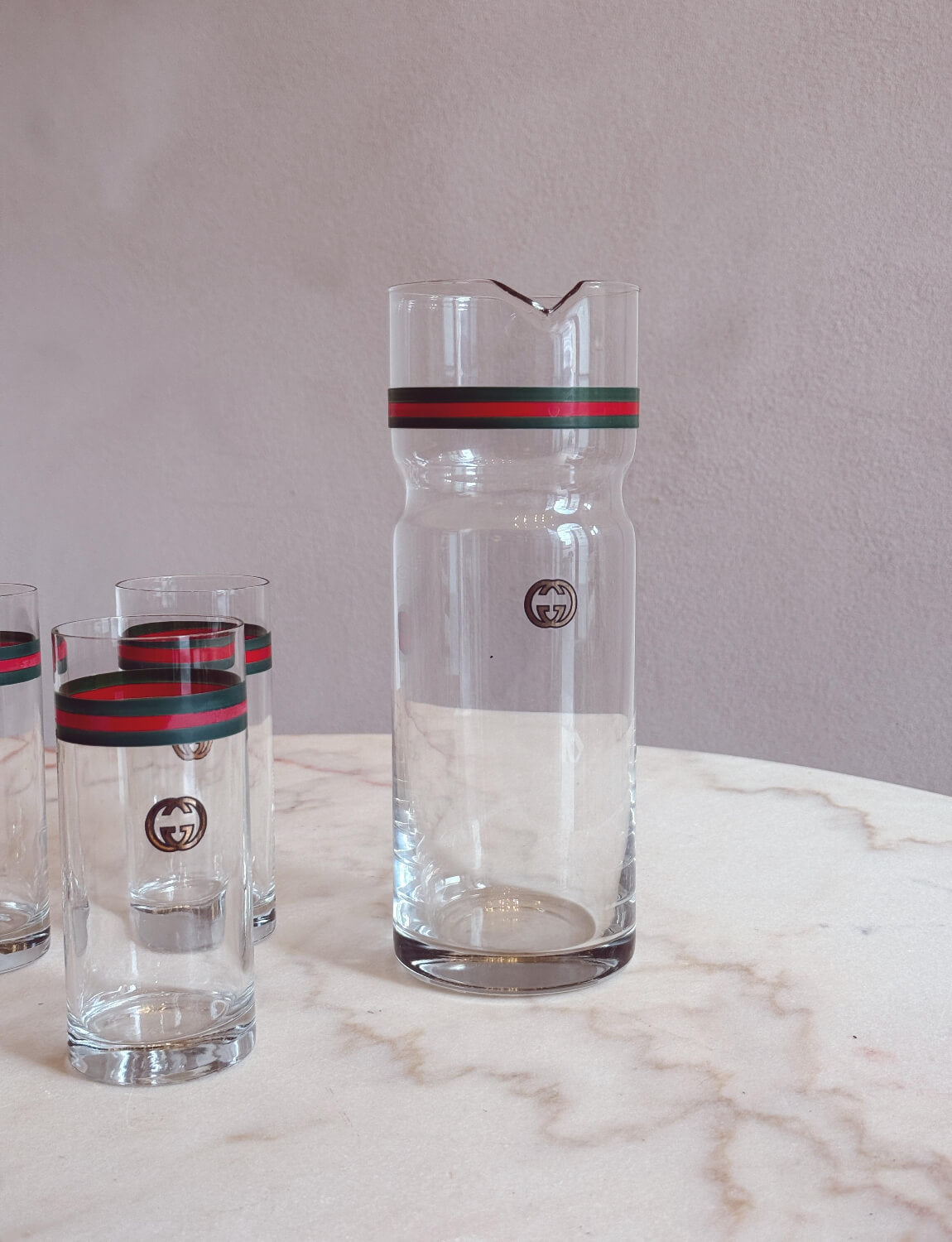 1970s Gucci Cocktail Decanter and Set of Six Glasses