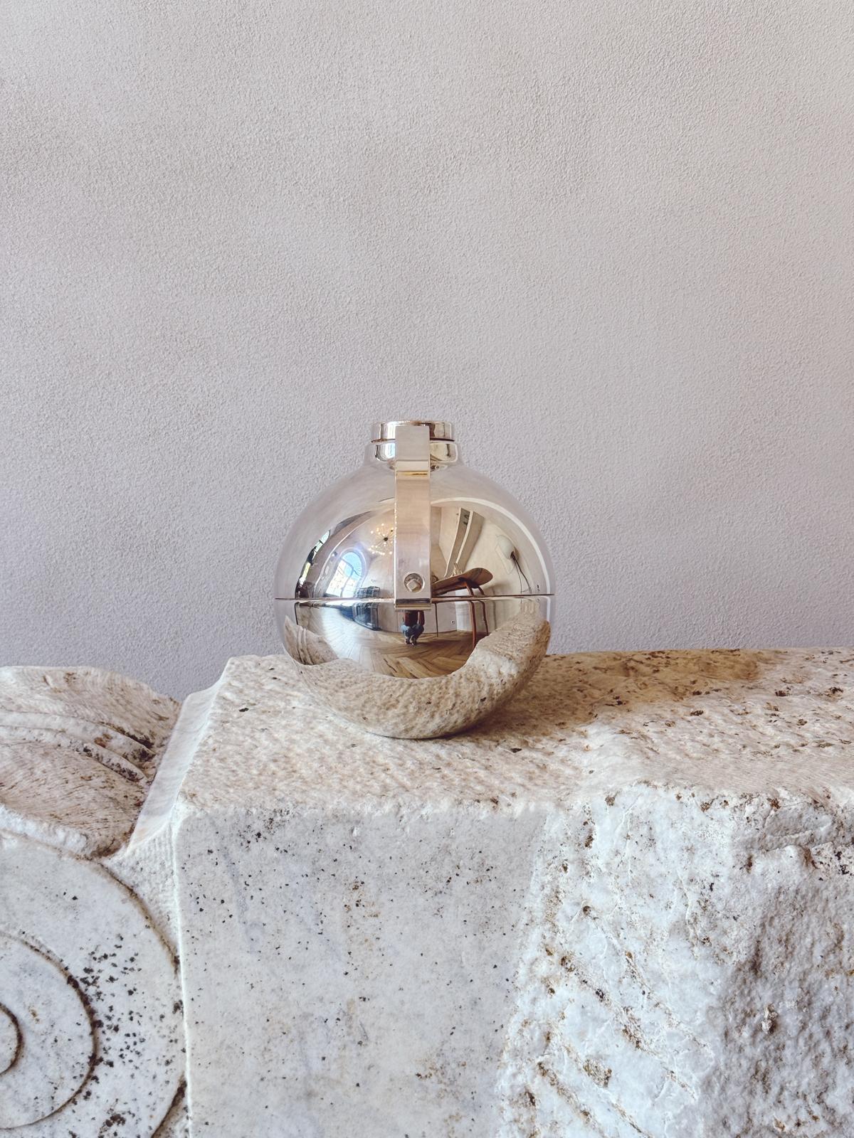 1960s Silver Plated Modernist Sphere Cocktail Thermos